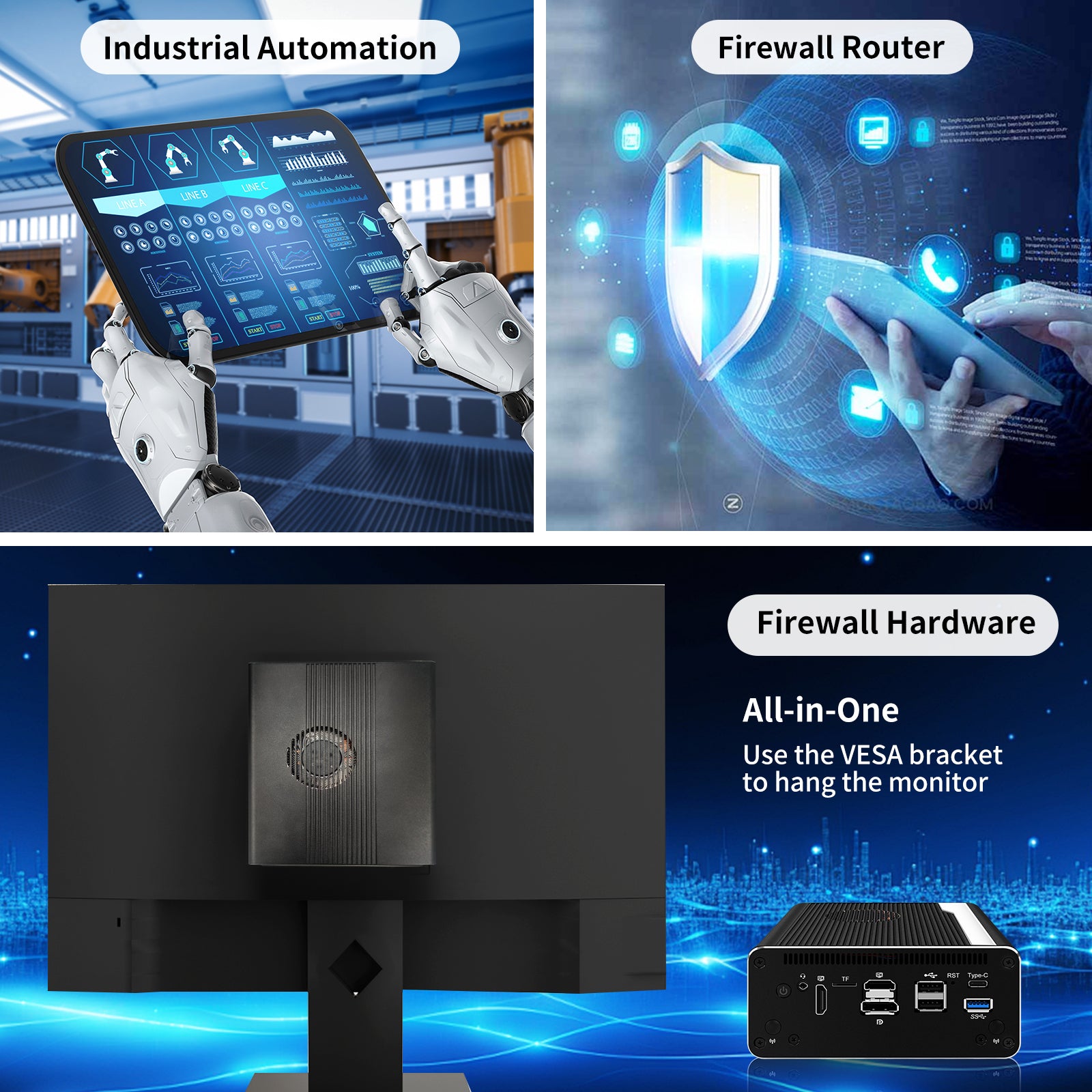 CWWK F8 Mini PC Firewall Micro Appliance, 8 Port i226V 2.5GbE LAN,Core i3 N305 OPNsense Router HardwarB RAM 128GB NVMe SSDe,3 Display DDR5 8G