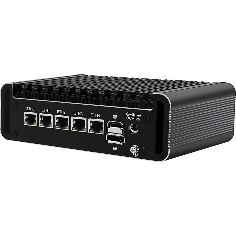 CWWK J5 Mini PC Firewall,Industrial Micro Appliance J6413, 5 Port i226V 2.5GbE LAN 2* Com, OPNsense Hardware, Type-C, TF, 2 Display, DDR5  RAM  NVMe SSD