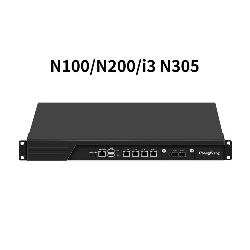 CWWK N16 Firewall Hardware, 19 Inch 1U Rackmount, Dual 10GbE SFP+, Network Security Appliance, Router PC, Core i3 N305, 4 x I226V 2.5GbE LAN, OPNsense, VGA, DDR5 32GB RAM 1TB SSD