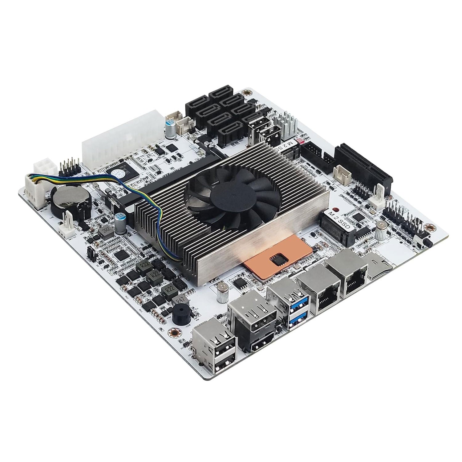 CWWK NAS Motherboard 8 Bay Core i5 8265U 4C/8T, Mini ITX PC Mainboard White M11, 2 x NVMe PCIe3.0 x2, Dual 2.5GbE i226V LAN, DDR4 16GB RAM 128GB SSD, PCIe x4 Slot, TF, HD+DP