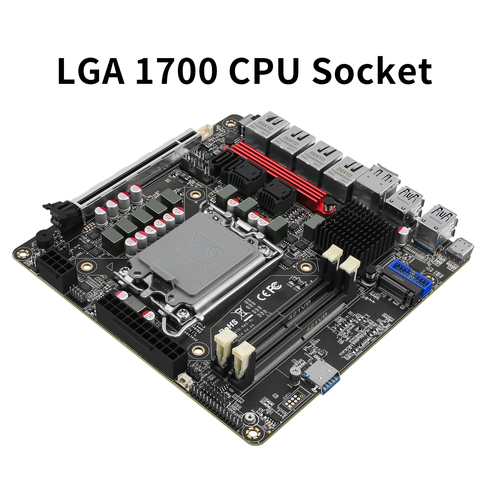 CWWK Q670 LGA 1700 NAS Mainboard 6 Bay, 4 x i226 2.5GbE LAN Mini ITX Motherboard with 6× SATA3.0, 6× NVMe PC Motherboards with 2x DDR5, Barebone, vPro, PCIe x16 (without CPU,with Adapters)