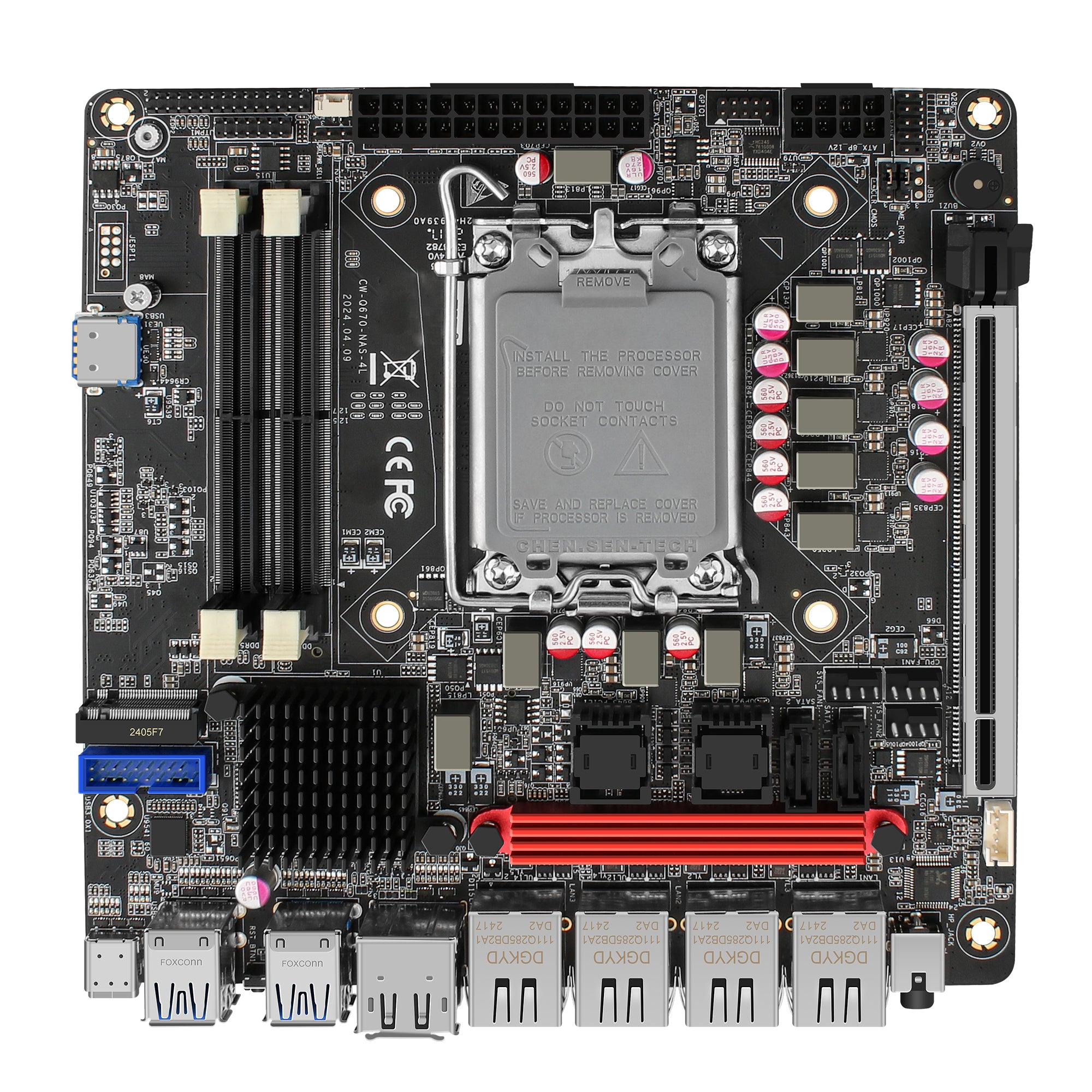 CWWK Q670 LGA 1700 NAS Mainboard 6 Bay, 4 x i226 2.5GbE LAN Mini ITX Motherboard with 6× SATA3.0, 6× NVMe PC Motherboards with 2x DDR5, Barebone, vPro, PCIe x16 (without CPU,with Adapters)