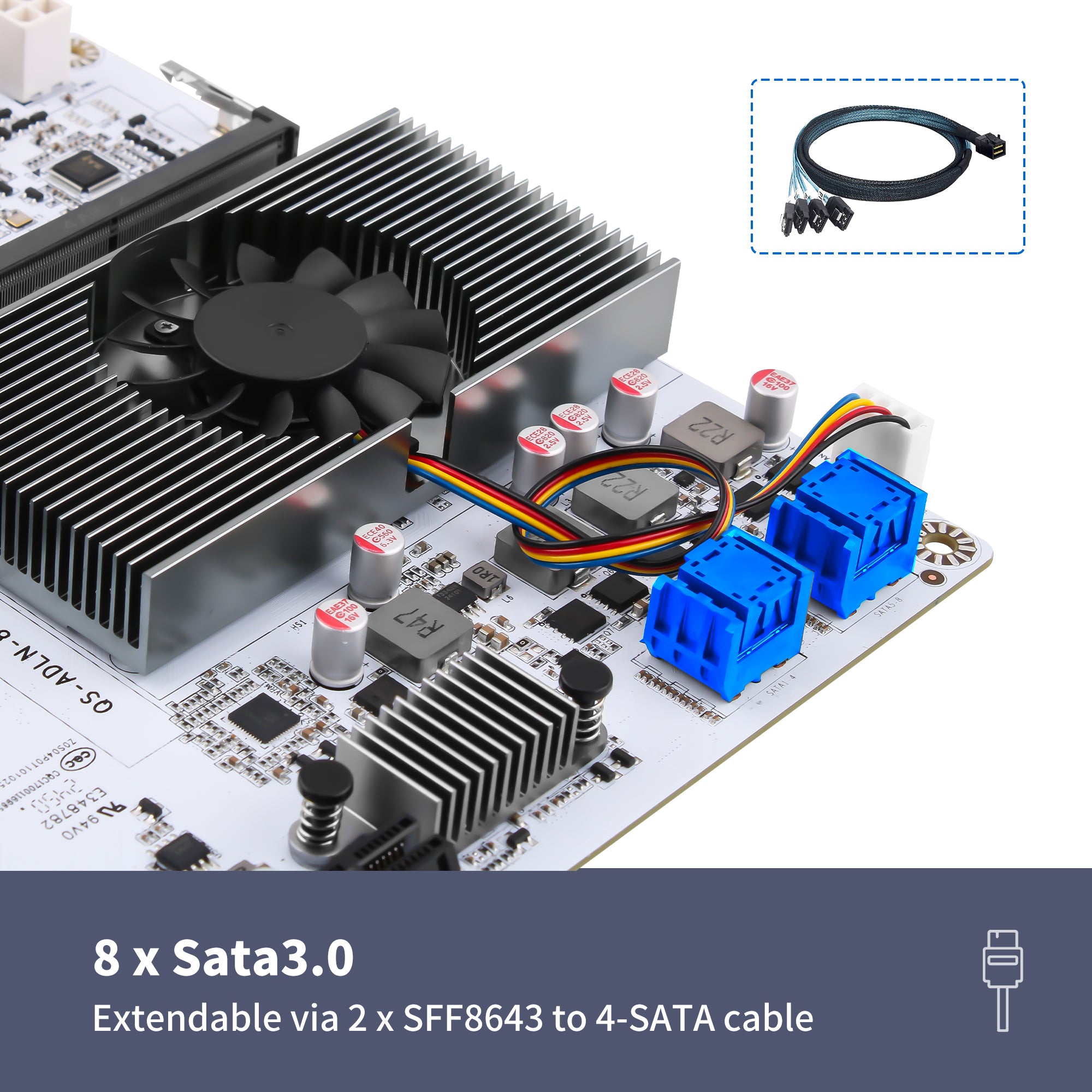 CWWK NAS Motherboard 8 Bay with 10GbE RJ45 LAN, N150/N355CPU Mini ITX PC Motherboard White M8 (N100 Upgrade), 2 x NVMe, Dual 2.5Gb Ethernet, M.2 WiFi, USB-C, DDR5 , PCIe x1, TF (Optional 2X 4-SATA Cable)