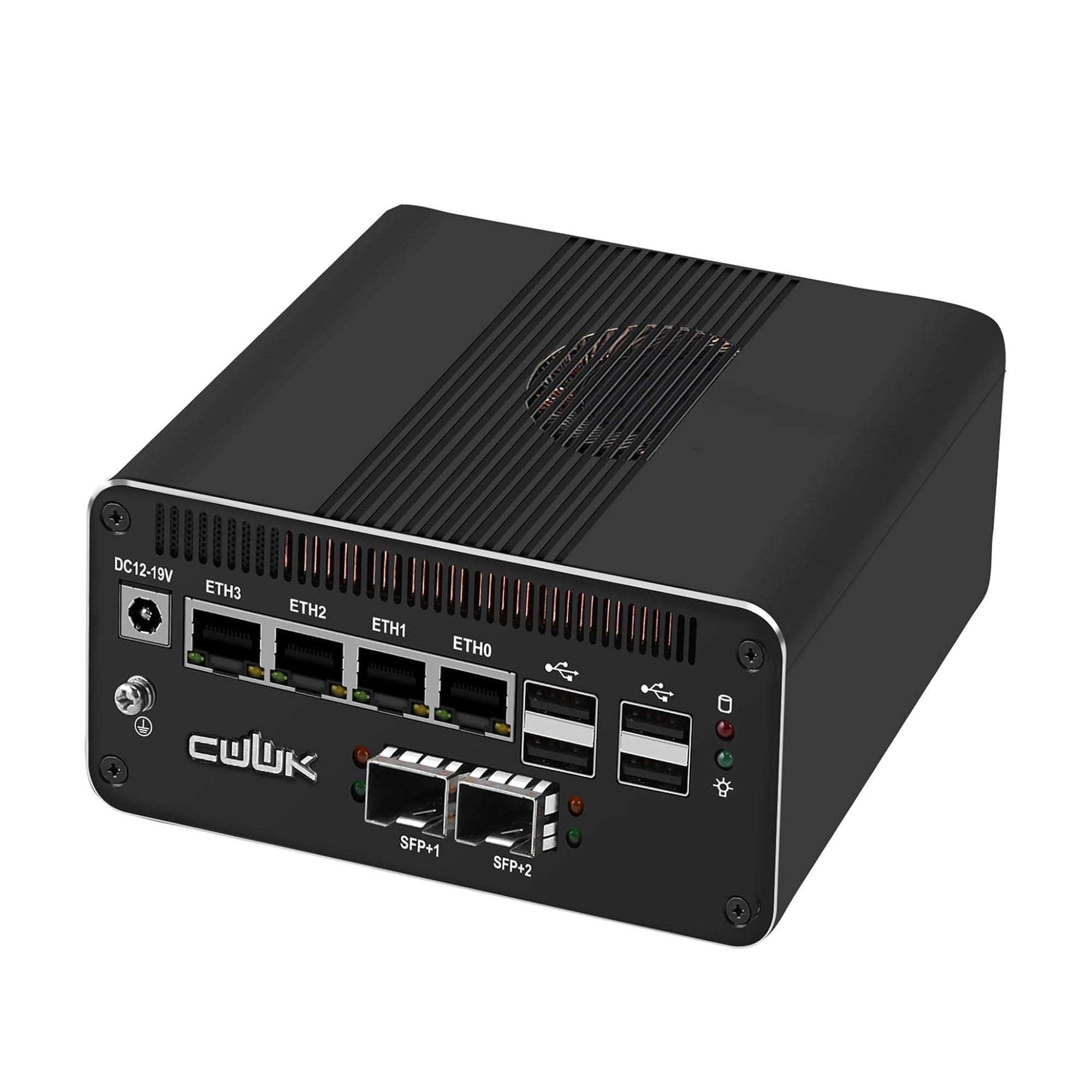 CWWK AI Mini PC Core Ultra 5 125H Firewall Appliance, 4 x 10GbE SFP+ Mini Computer, 4 Port 2.5GbE LAN, S10 Linux Server Micro PC, DDR5 NO RAM/SSD/OS, PCIe4.0 x4 NVMe, USB4, HD, DP