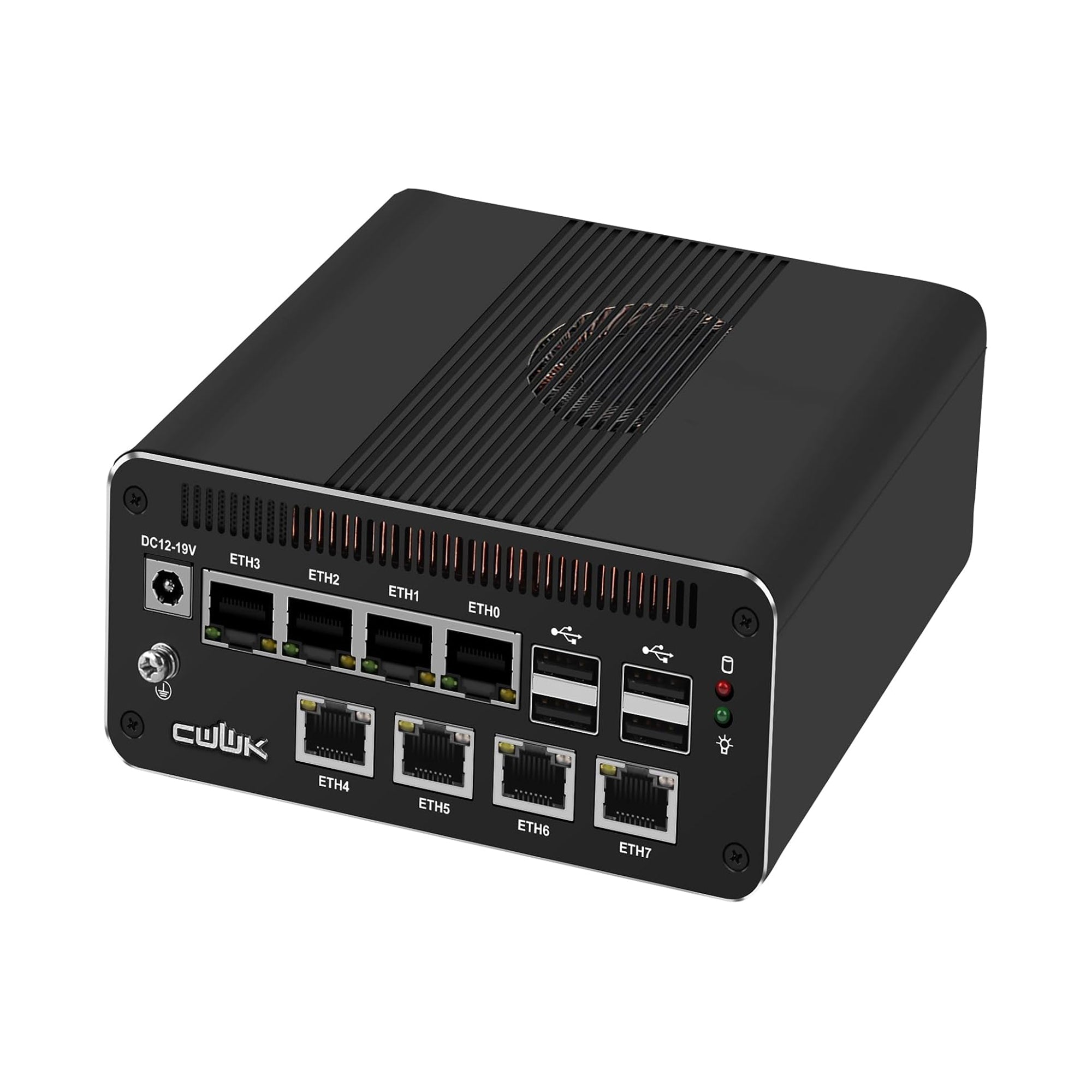 CWWK AI Mini PC Core Ultra 7 155H Firewall Appliance, 8 x 2.5GbE LAN Mini Computer, F28 Linux Server Micro PC, Win11 Pro, DDR5 32GB RAM 1TB NVMe, PCIe4.0 x4, USB4(40Gbps), HD/DP