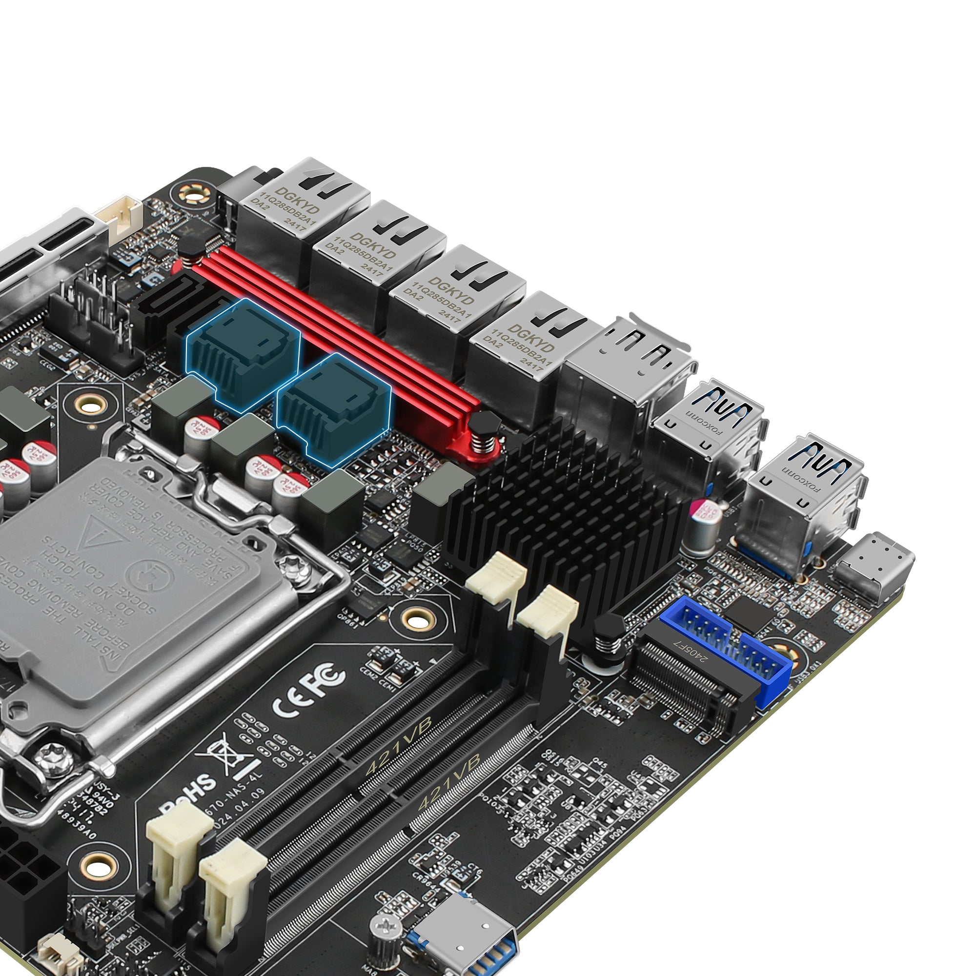 CWWK Q670 LGA 1700 NAS Mainboard 6 Bay, 4 x i226 2.5GbE LAN Mini ITX Motherboard with 6× SATA3.0, 6× NVMe PC Motherboards with 2x DDR5, Barebone, vPro, PCIe x16 (without CPU,with Adapters)