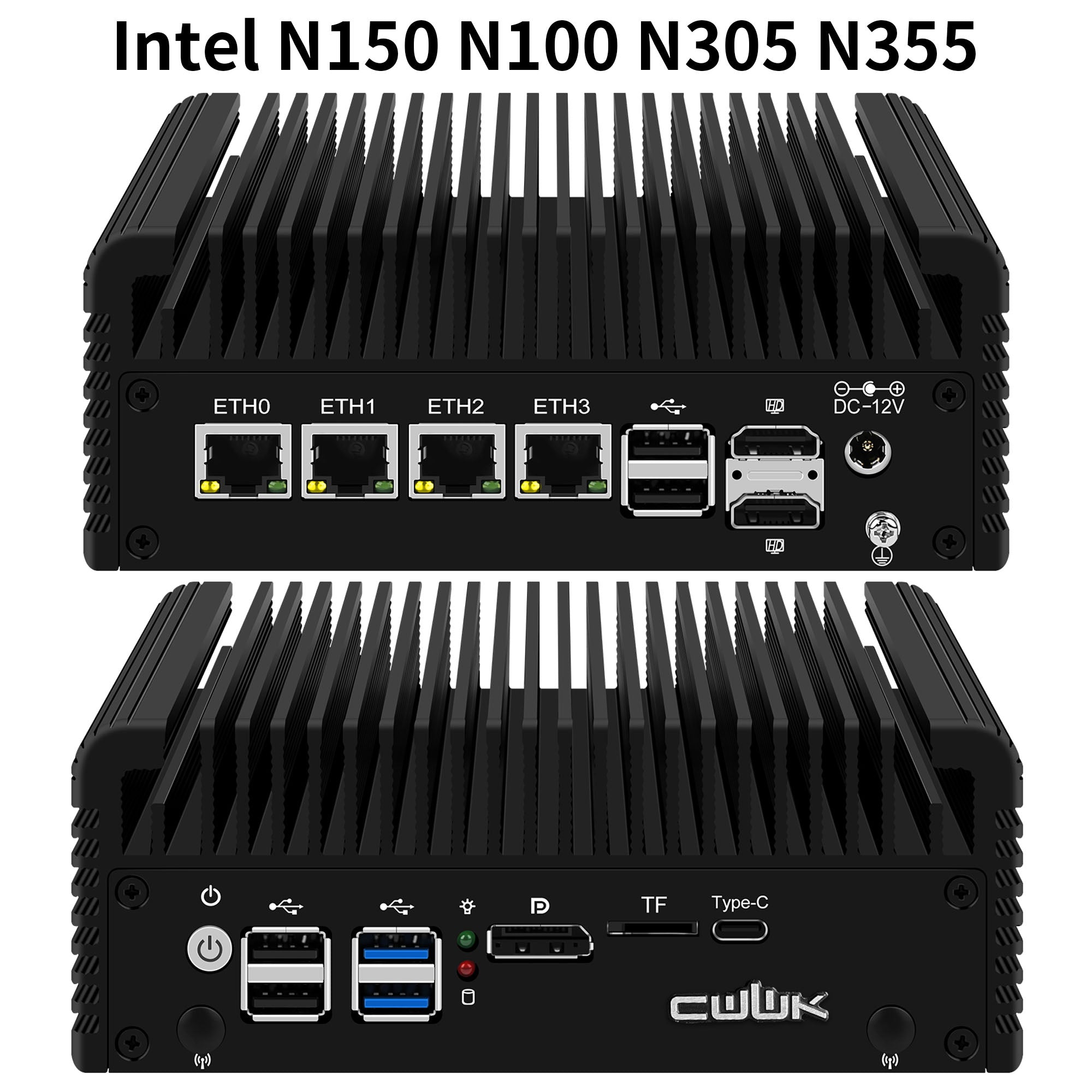 CWWK D4  Fanless Mini PC Firewall Hardware for Opnsense Pfsense,Softer Router Intel N150 N100 N305 N355, 4 x 2.5 Gbe i226V Lan