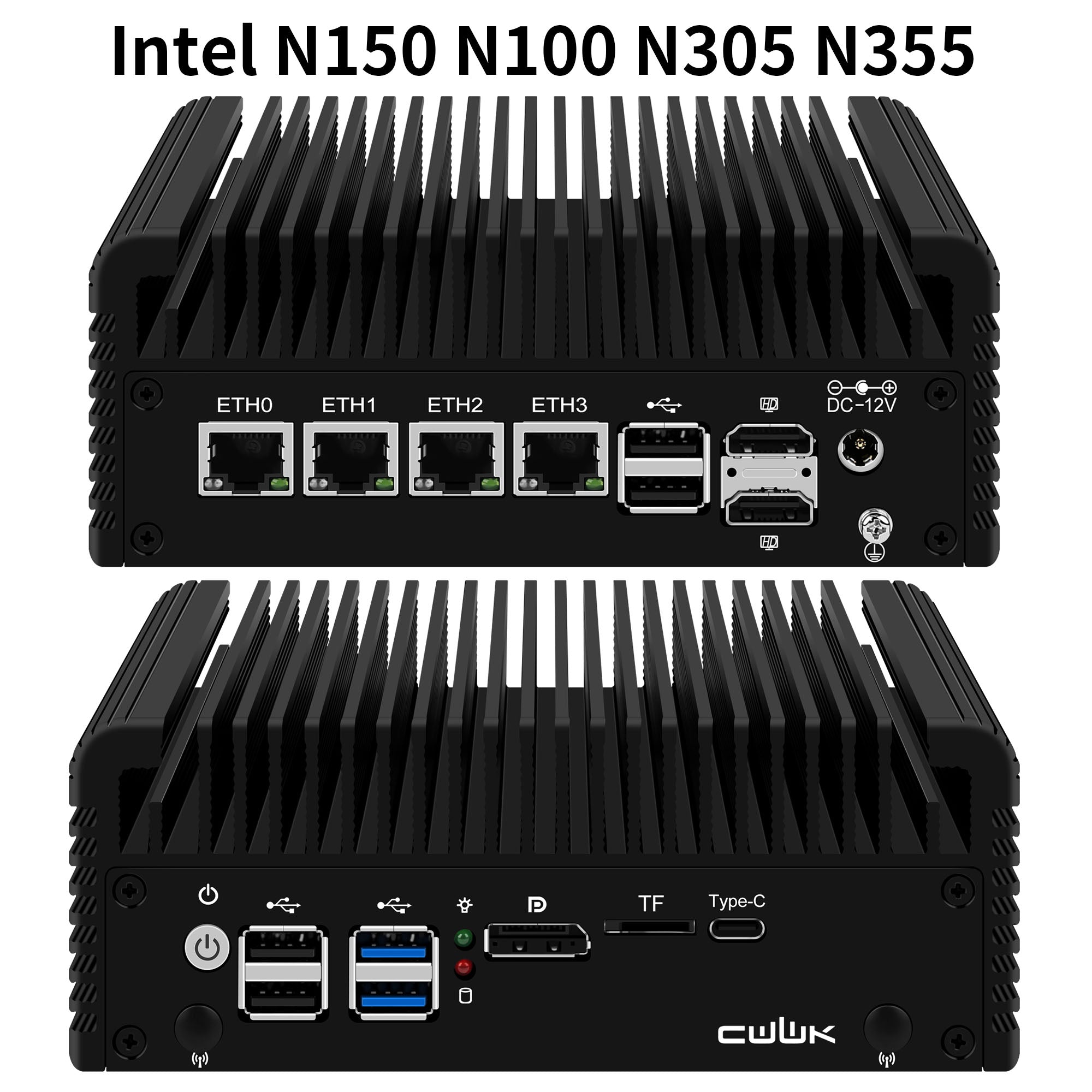 CWWK F2 Fanless Mini PC Firewall Hardware for Opnsense Pfsense,Softer Router Intel N150 N100 N305 N355, 4 x 2.5 Gbe i226V Lan