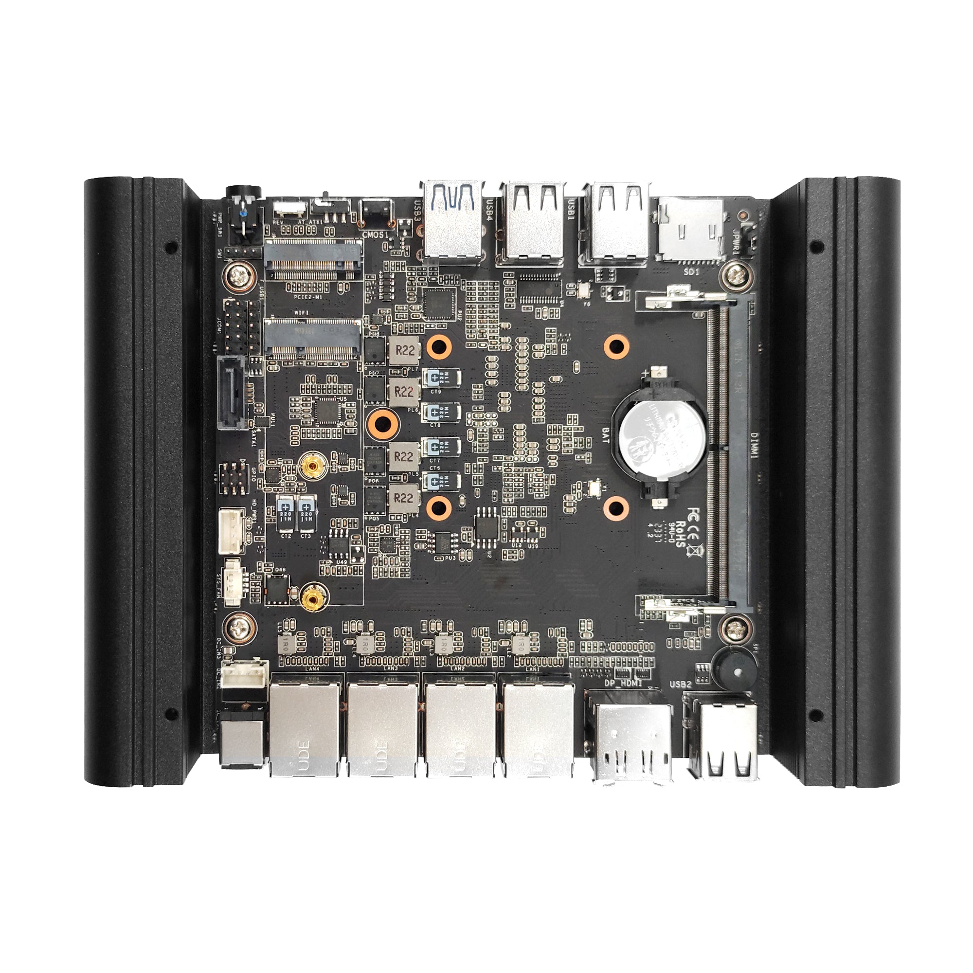 CWWK DY4 Fanless Mini PC Firewall Hardware for Opnsense Pfsense,Softer Router Intel N150 N100 N305 N355, 4 x 2.5 Gbe i226V Lan, DDR5 8 GB RAM 128 GB NVMe SSD