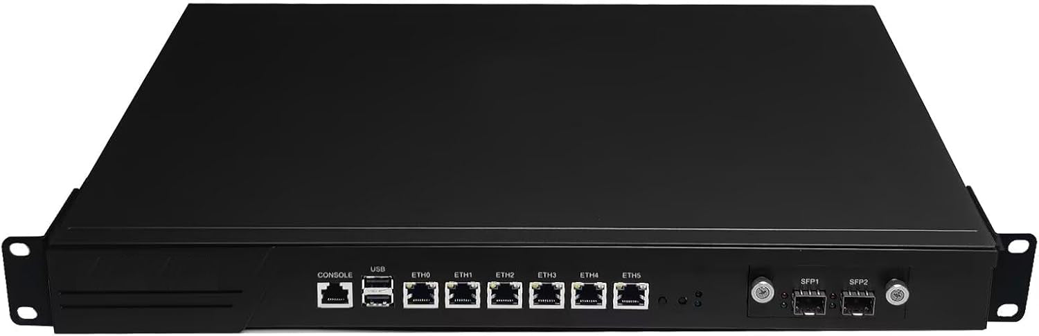 CWWK N12 1U Firewall Appliance B250 Core i5 8500, 2 x 10Gb SFP+ LAN Firewall Hardware VPN Router PC, 8GB RAM 64GB SSD OPNsense Hardware 19”Rackmount for Homelab with VGA, SIM