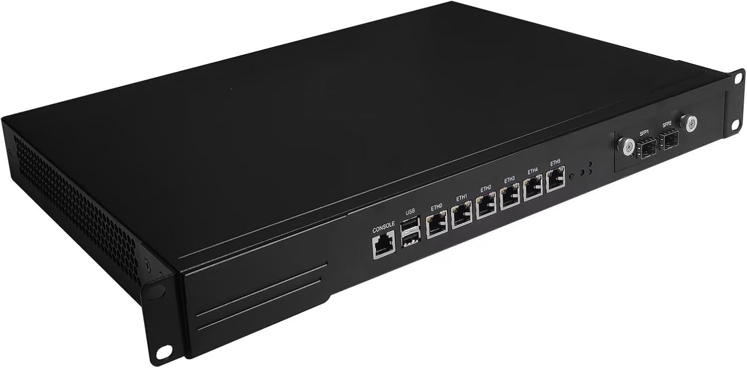 CWWK N12 1U Firewall Appliance B250 Core i5 8500, 2 x 10Gb SFP+ LAN Firewall Hardware VPN Router PC, 8GB RAM 64GB SSD OPNsense Hardware 19”Rackmount for Homelab with VGA, SIM