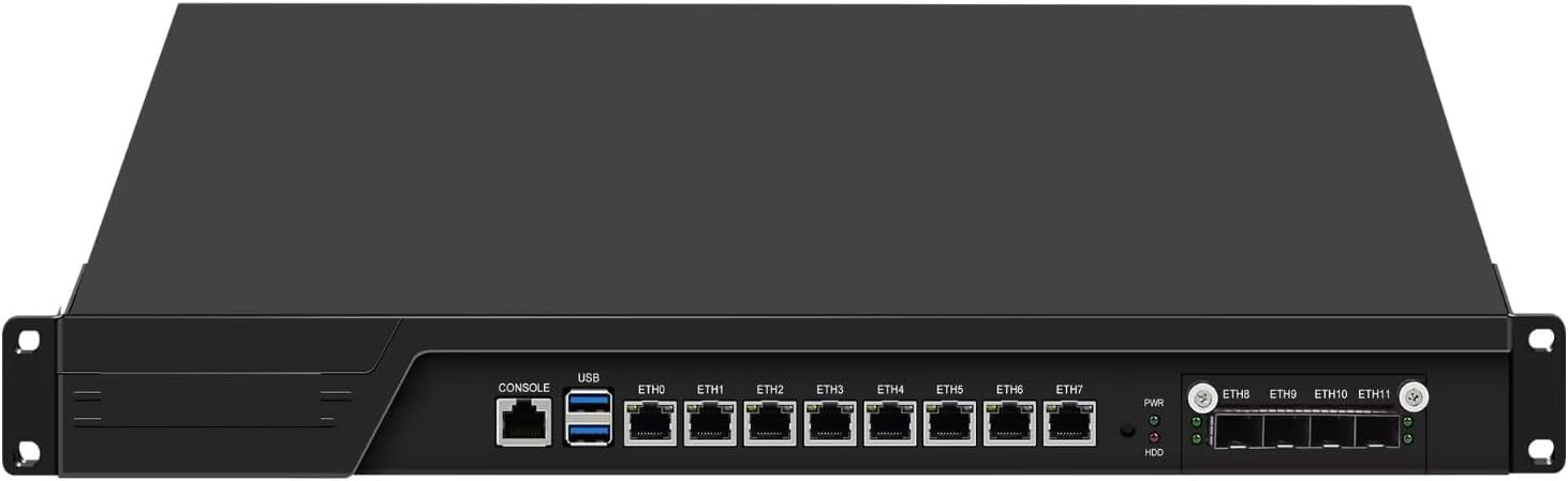 CWWK N15 1U Firewall Hardware B150 Core i3 7100, 4 x 10Gb SFP+ LAN Firewall Appliance VPN Router PC, 8GB RAM 64GB SSD OPNsense Hardware 19”Rackmount for Homelab with VGA, SIM