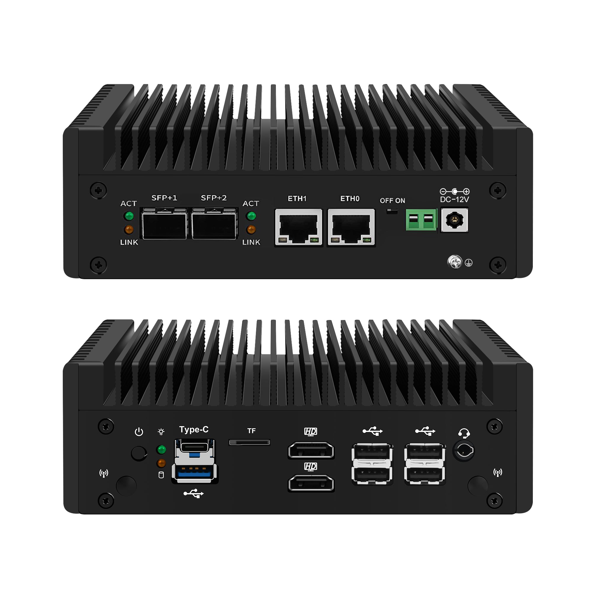 CWWK S8 N100/N150/N305/N355 Mini PC Firewall Appliance, Dual 10GbE SFP+ Mini Computer with 2 x i226-V 2.5GbE LAN, OPNsense Micro PC DDR5, USB-C, MicroSD, 2-Display, AES-NI