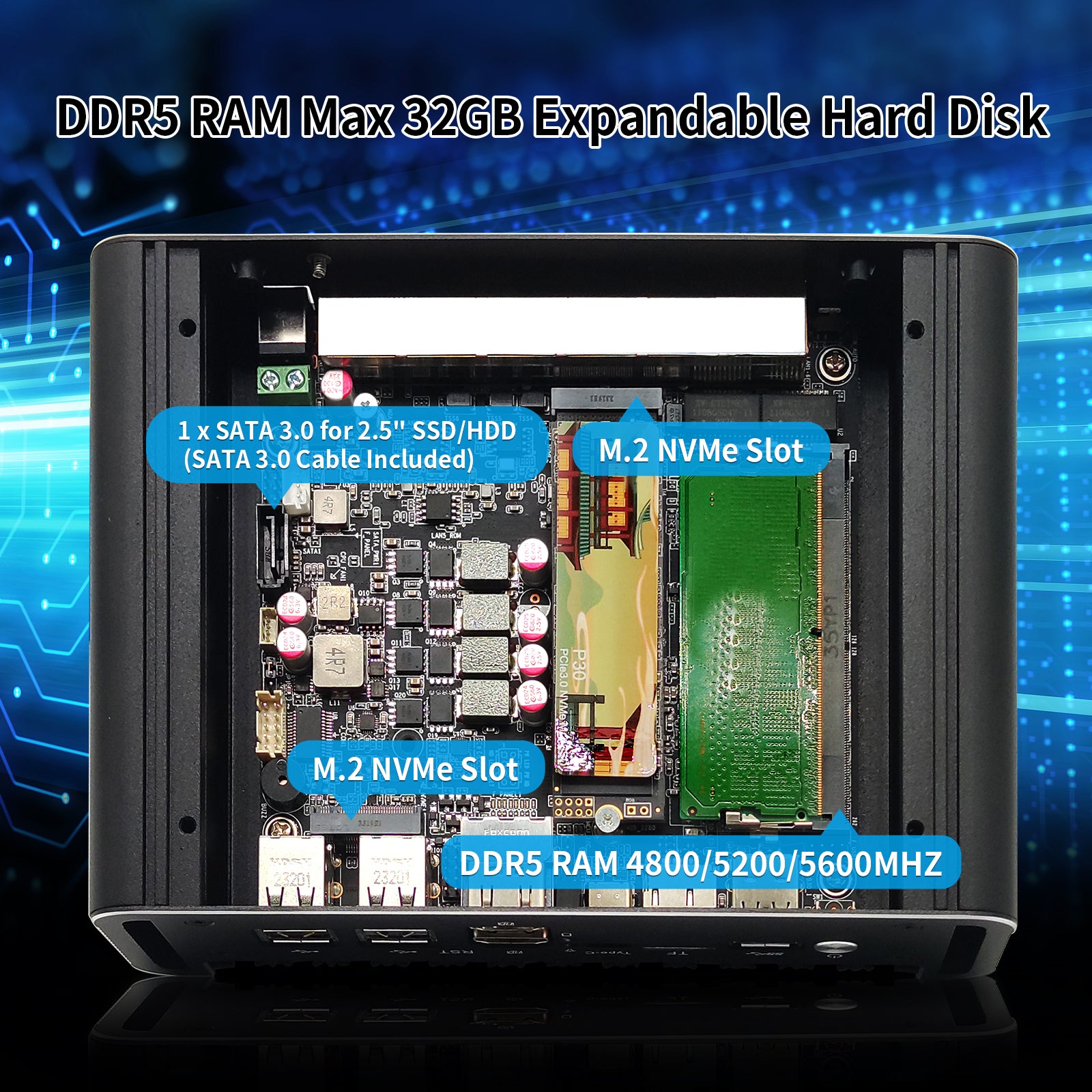 CWWK F19 Firewall Mini PC, Core i3 N305, 6 × 2.5GbE i226V LAN Ports,OPNsense Fanless Router PC, Mini Desktop Computer, DDR5 8GB RAM 128GB NVMe SSD