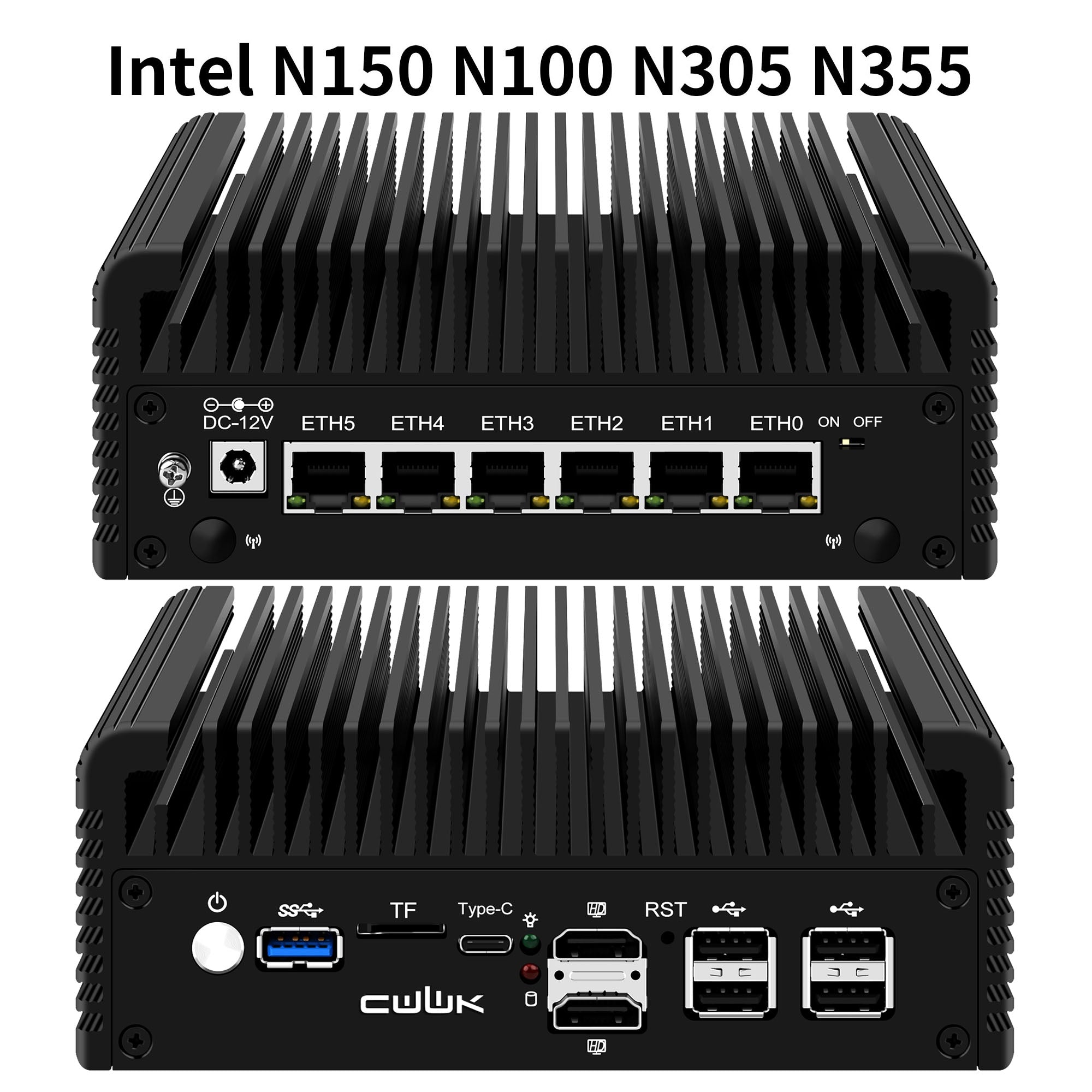 CWWK D6 Fanless Mini PC Firewall Hardware for Opnsense Pfsense,Softer Router N150 N100 N305 N355, 4 x 2.5 Gbe i226V Lan