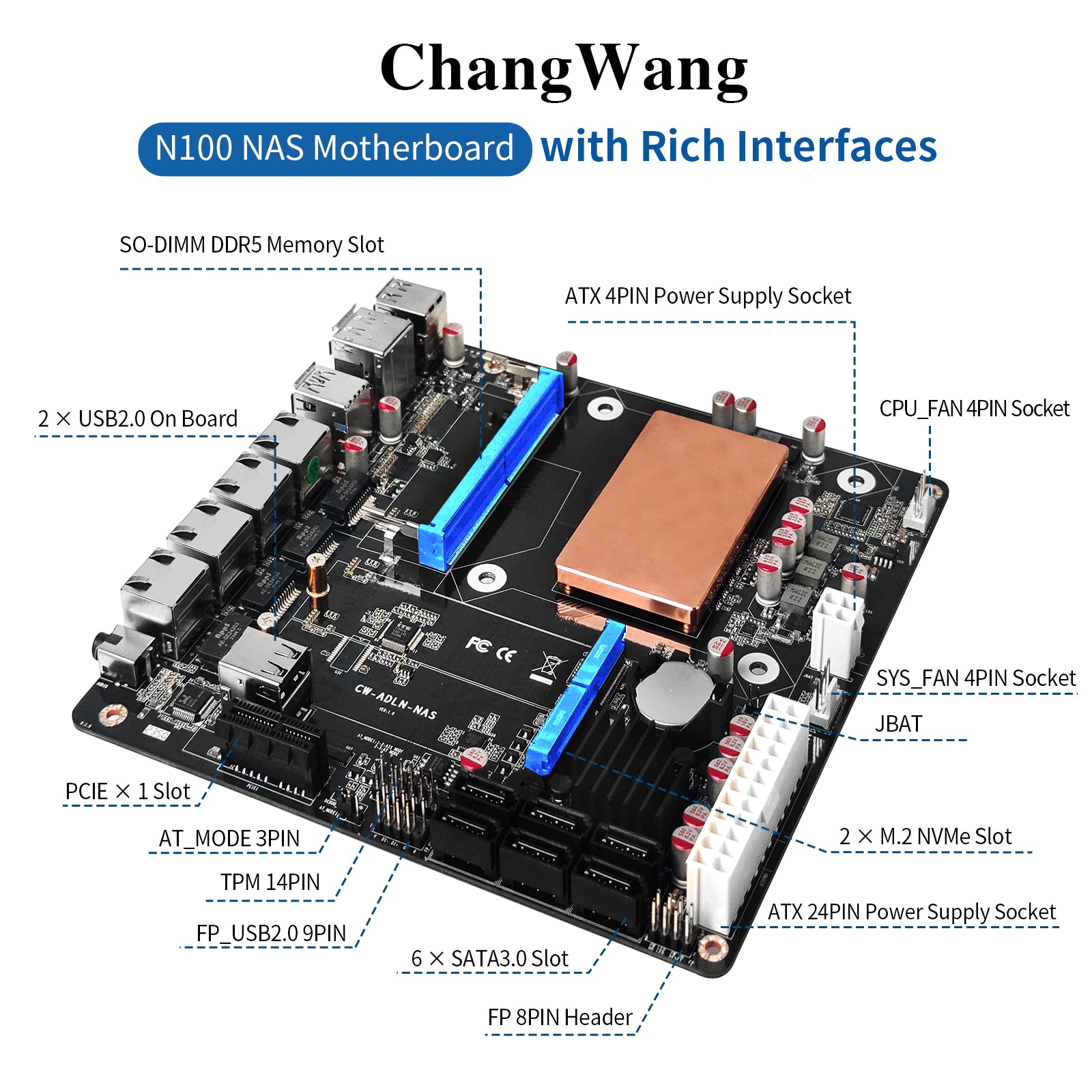 M1 Intel N100/N305 NAS Motherboard with 4x 2.5GbE, 6 SATA, Dual M.2 NVMe