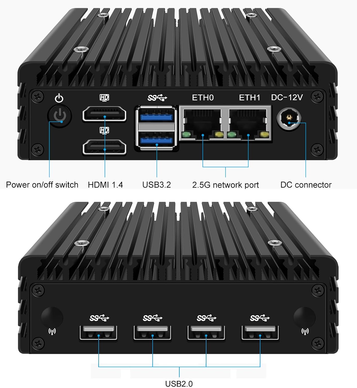 CWWK X86-P5/P2 Mini PC Firewall Hardware for Opnsense Pfsense,Fanless Mini Computer Softer Router Intel N100 N305 Dual Nic 2 Port i226-V 2.5Gbe DDR5
