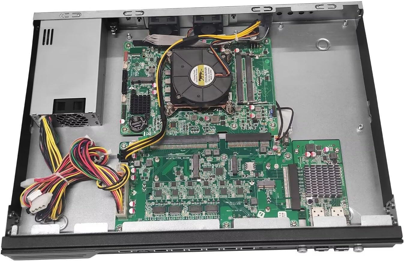 CWWK N12 1U Firewall Appliance B250 Core i5 8500, 2 x 10Gb SFP+ LAN Firewall Hardware VPN Router PC, 8GB RAM 64GB SSD OPNsense Hardware 19”Rackmount for Homelab with VGA, SIM