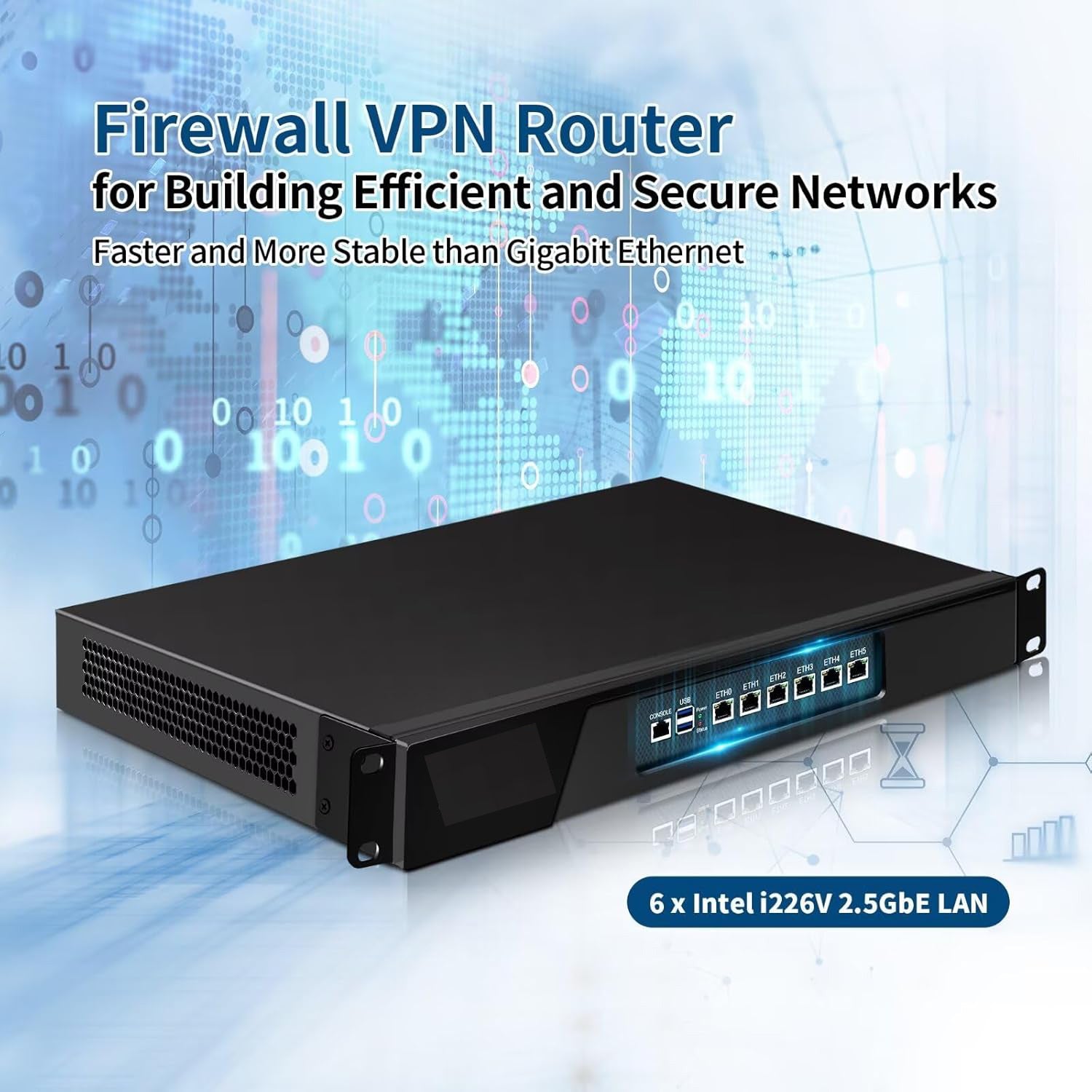 CWWK N13 1U Firewall Appliance N305, 6x i226V 2.5GbE LAN Firewall Hardware VPN Router PC, DDR5 OPNsense Hardware 19”Rackmount for Homelab Server with VGA, SIM, Barebone, Support ODM