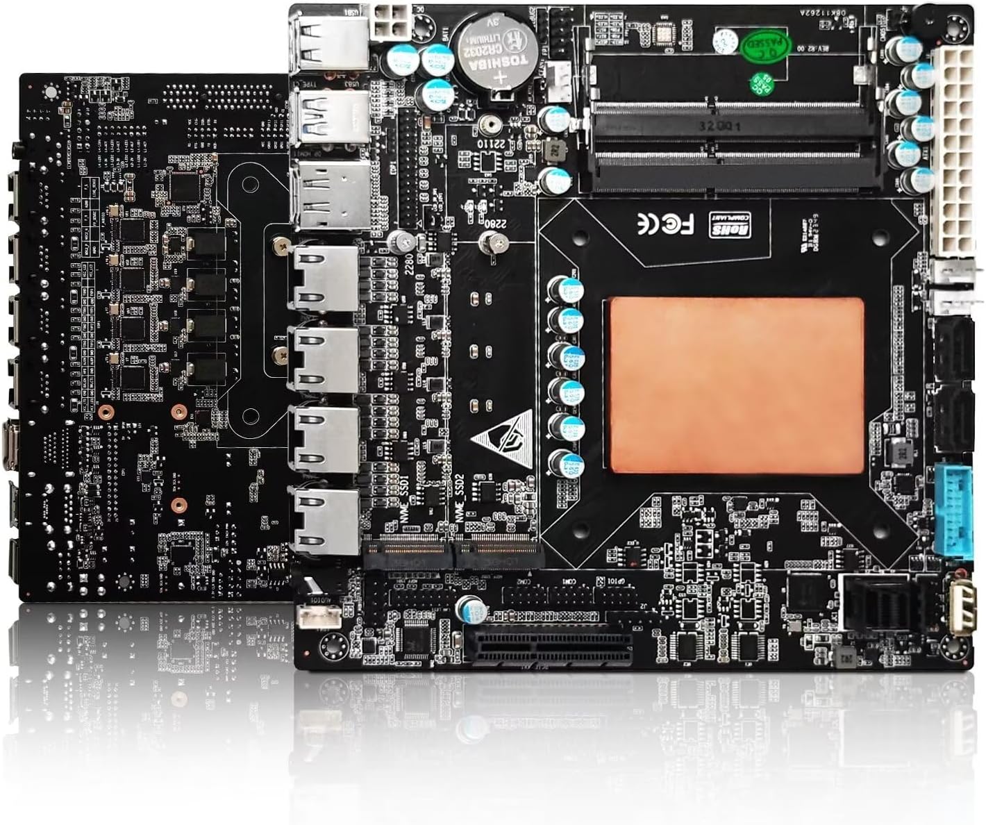 CWWK i7 NAS Motherboard Industrial, 6 Bay, Core i7-1165G7, Mini Itx, 4 × I226V 2.5GbE LAN, DDR4 8GB RAM 128GB NVMe SSD(PCIe3.0×2), 1 × SFF-8643, PCIE×4, DP + HD + Type-C(4K@60Hz)