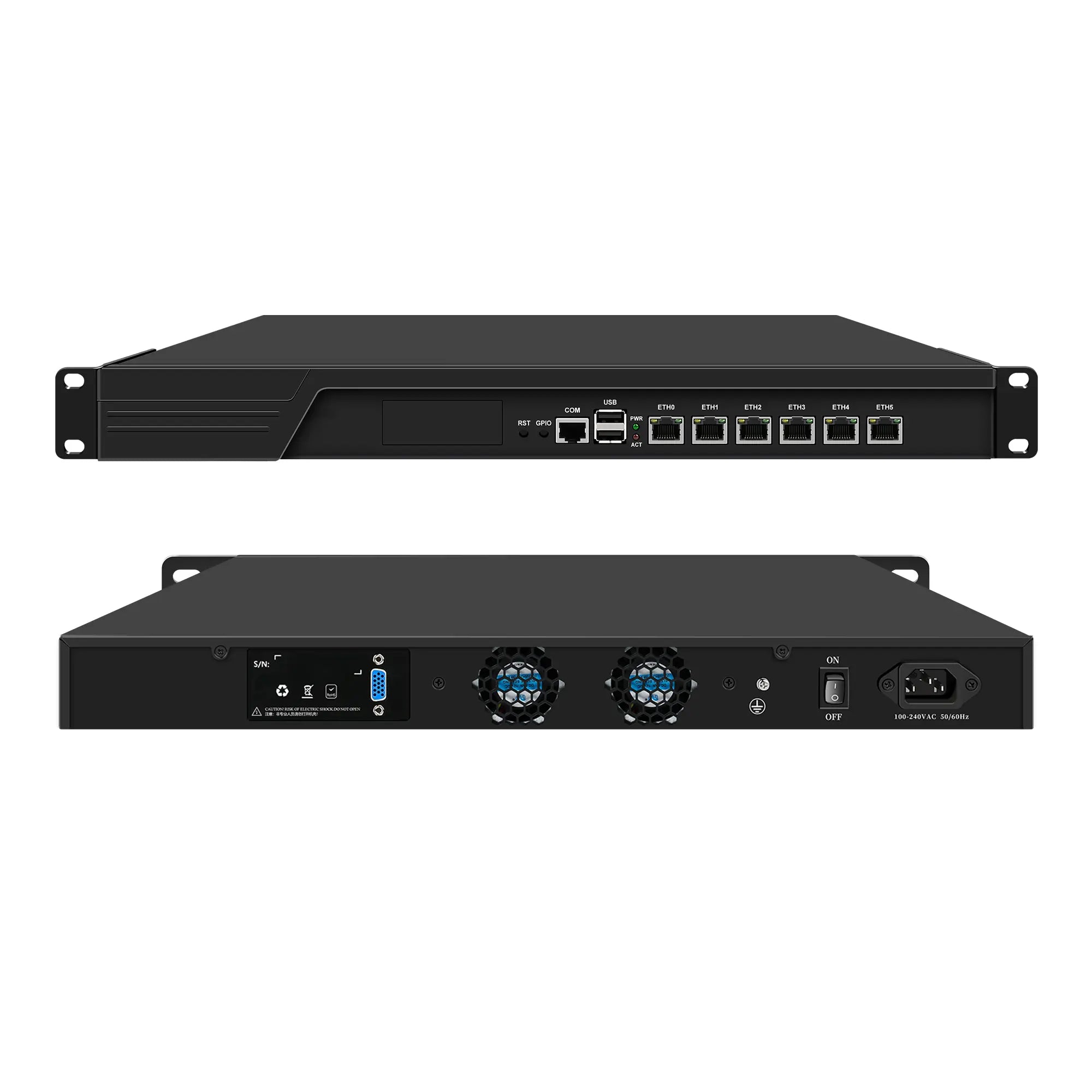 1U 989NP Rackmount Firewall Router PC, 6 LAN Network Gateway for Home Lab & Small Business