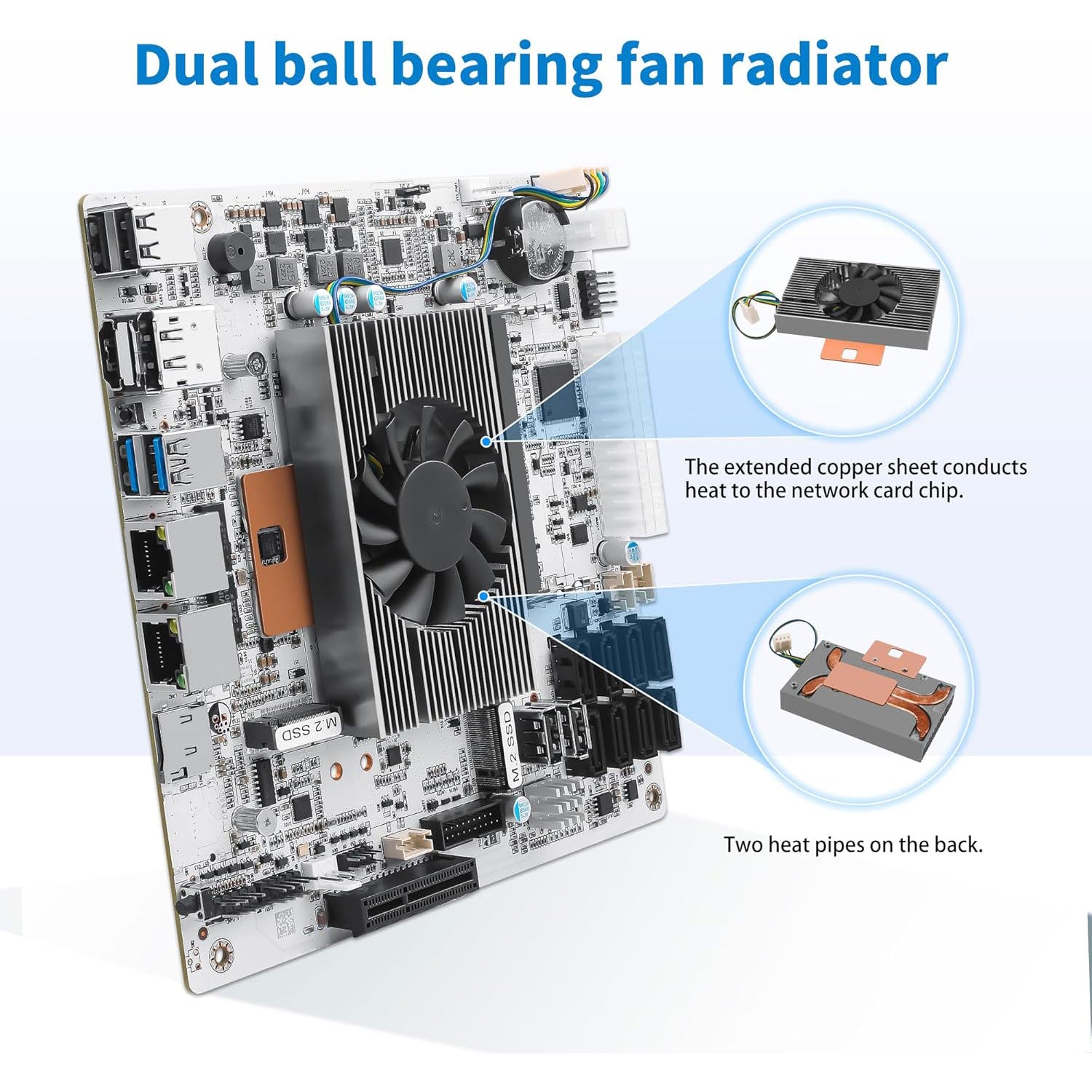 CWWK NAS Motherboard 8 Bay Core i5 8265U 4C/8T, Mini ITX PC Mainboard White M11, 2 x NVMe PCIe3.0 x2, Dual 2.5GbE i226V LAN, DDR4 16GB RAM 128GB SSD, PCIe x4 Slot, TF, HD+DP