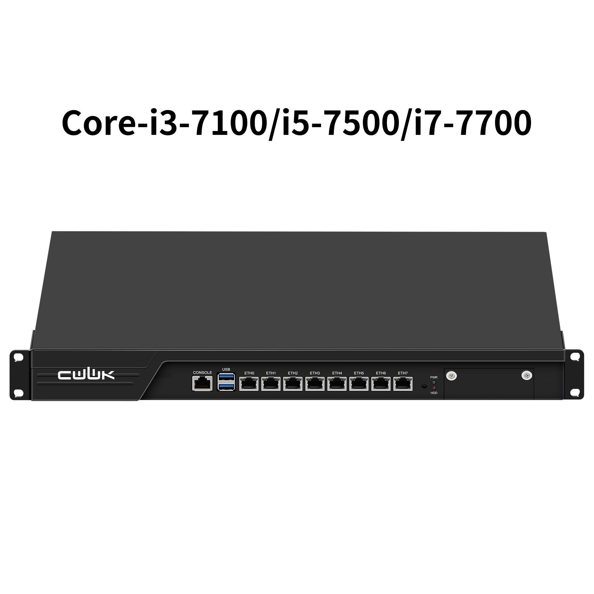 CWWK N6 19” 1U Firewall Appliance B150 Core i3 7100/Core i5 7500/Core i7 7700, 8 x i226V 2.5GbE LAN Firewall Hardware VPN Router PC, DDR4 RAM SSD OPNsense Hardware Rackmount for Homelab with VGA, SIM