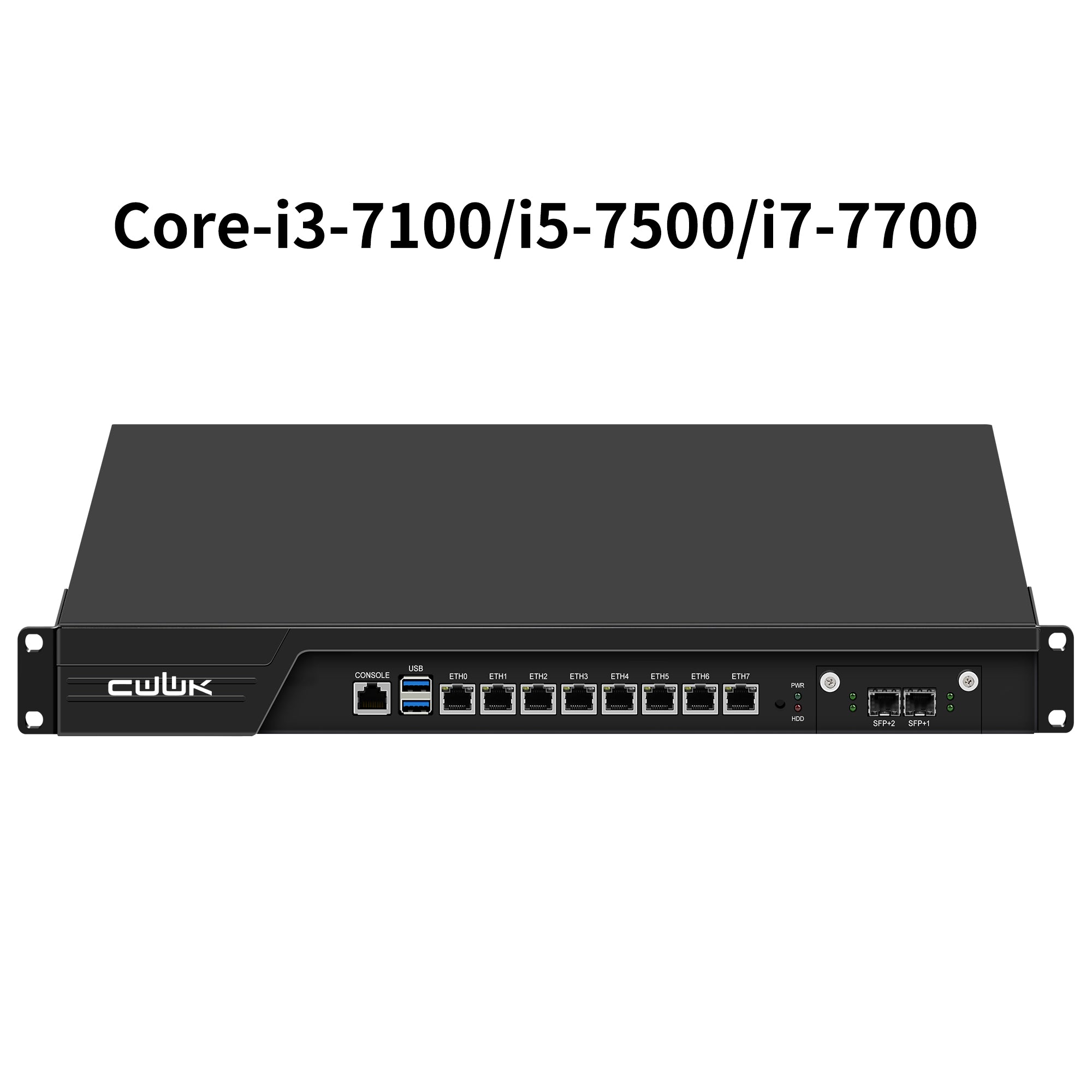 CWWK N4 19” 1U Firewall Appliance B150 Core i3 7100/Core i5 7500/Core i7 7700, 8 x i226V 2.5GbE LAN + 2 x 10Gb SFP+ Firewall Hardware VPN Router PC, DDR4 RAM SSD OPNsense Hardware Rackmount for Homelab with VGA, SIM