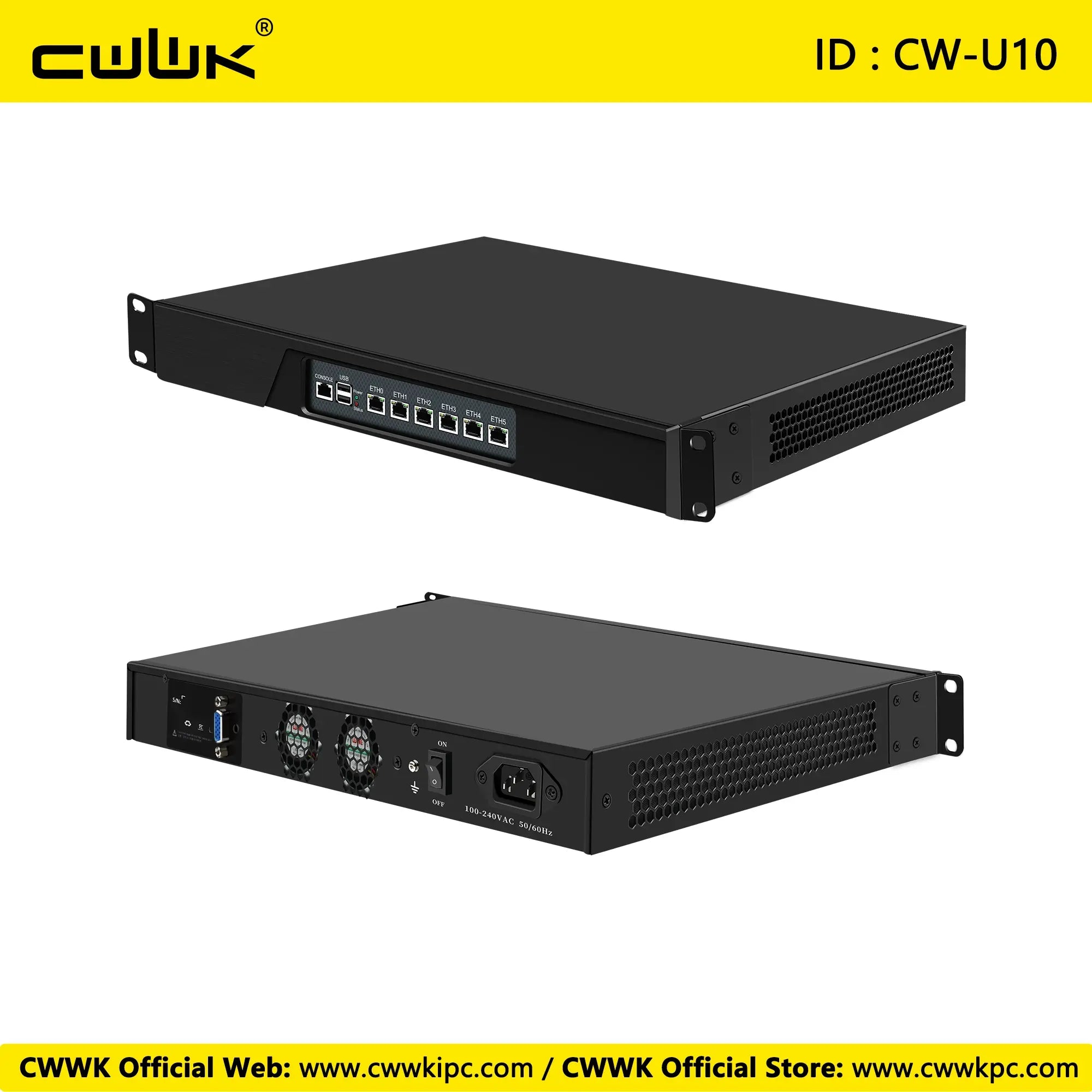 CW U10 1U Firewall Appliance Intel i3-3217U 6×Gigabit LAN for pfSense OPNsense VPN