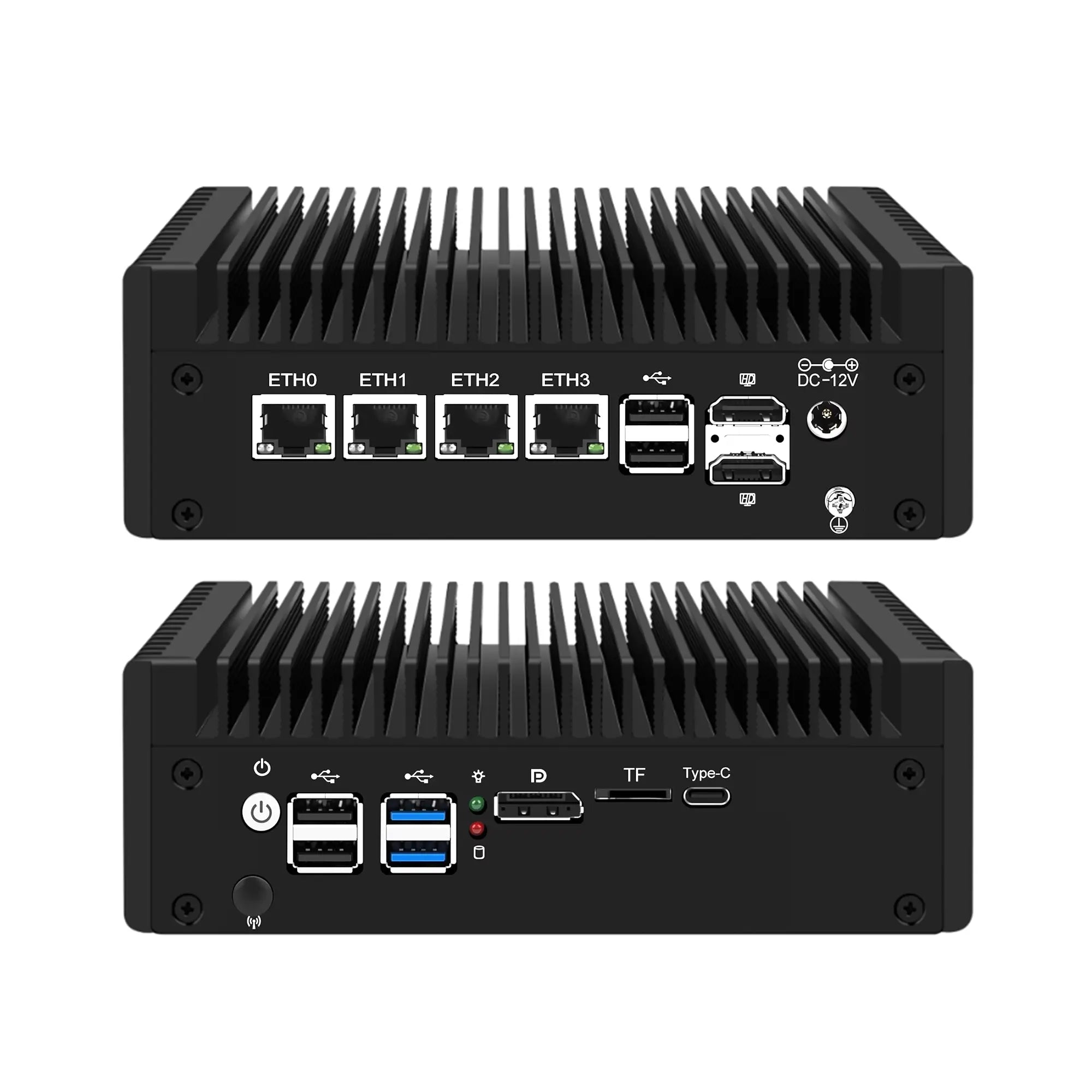 CWWK F12 4 Port 2.5G Firewall Mini ITX Intel N100 N305 N150 N355 DDR5 Dual NVMe Dual SATA Multi Display HDMI DP Type C