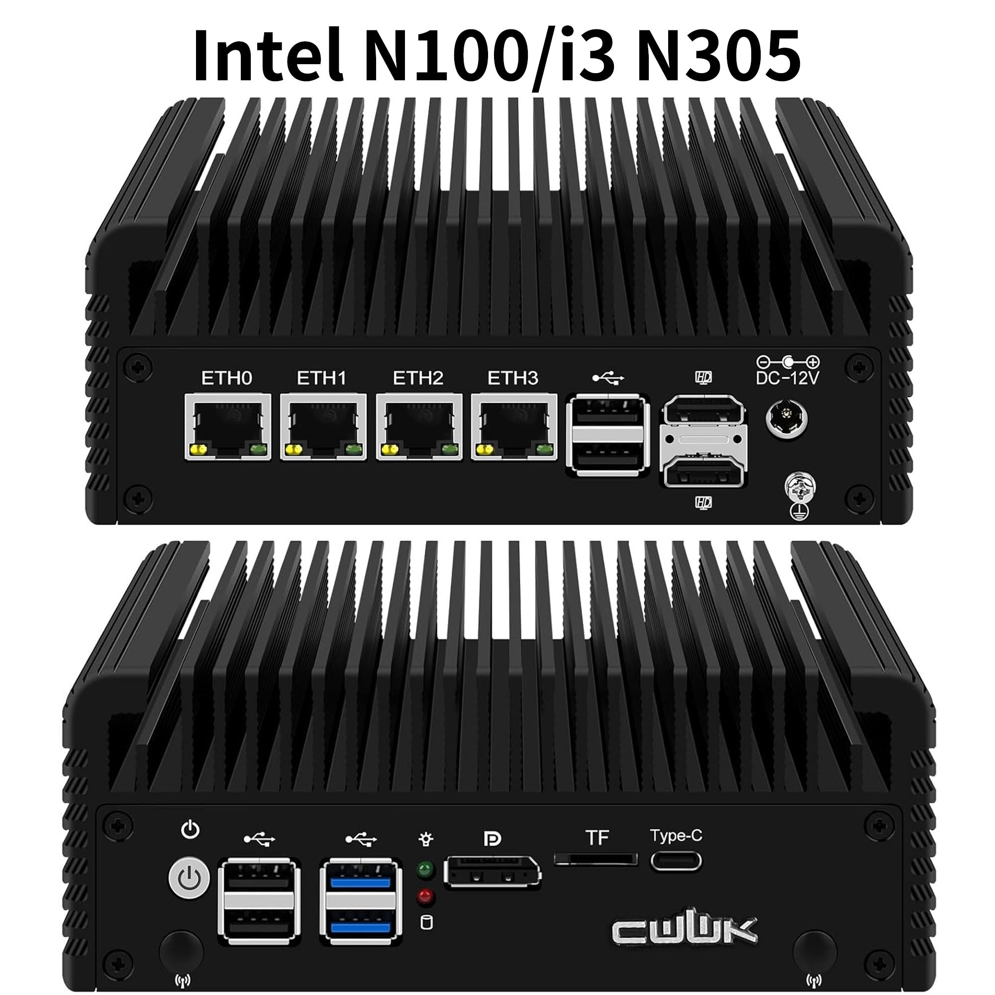 CWWK F2 Fanless Mini PC Firewall Hardware for Opnsense Pfsense,Softer Router Intel N150 N100 N305 N355, 4 x 2.5 Gbe i226V Lan