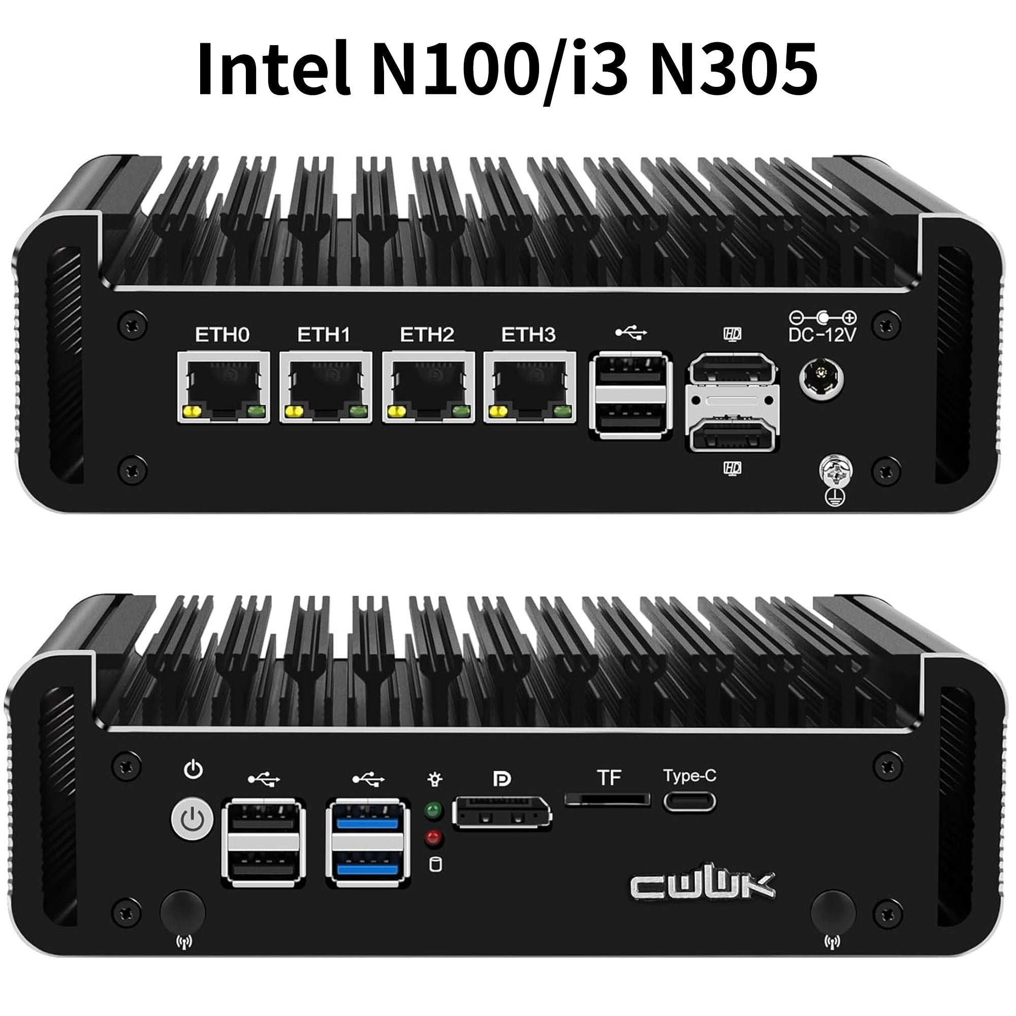 CWWK F3 Mini PC Firewall Hardware for Opnsense Pfsense,Softer Router Intel N150 N100 N305 N355, 4 x 2.5 Gbe i226V Lan, DDR5 8 GB RAM 128 GB NVMe SSD