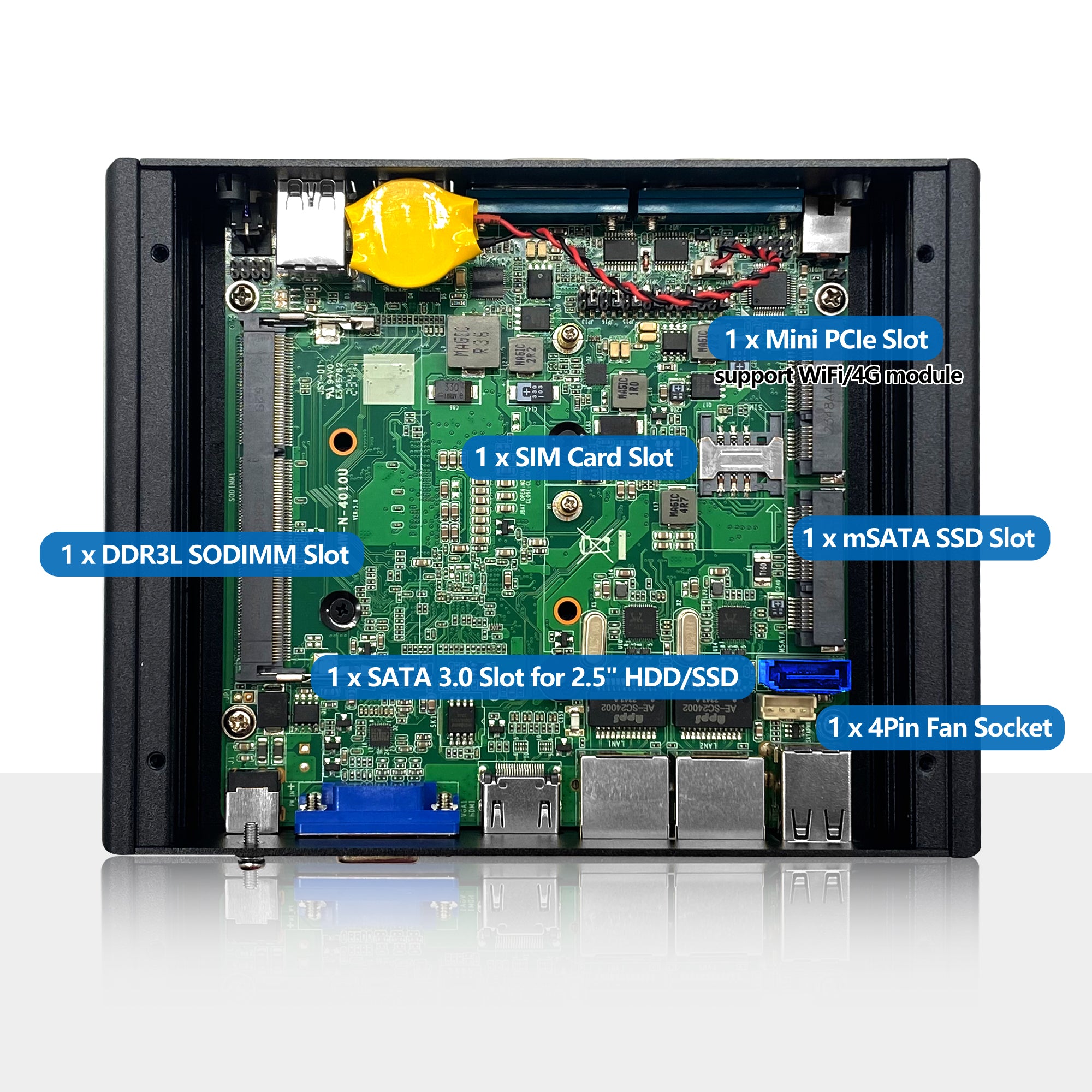 CWWK F20 Industrial PC, Fanless Mini PC N5105/N5200, Dual 2.5GbE i226V LAN, 2 × COM RS232,Mini Desktop Computer, DDR4 8GB RAM 128GB NVMe SSD