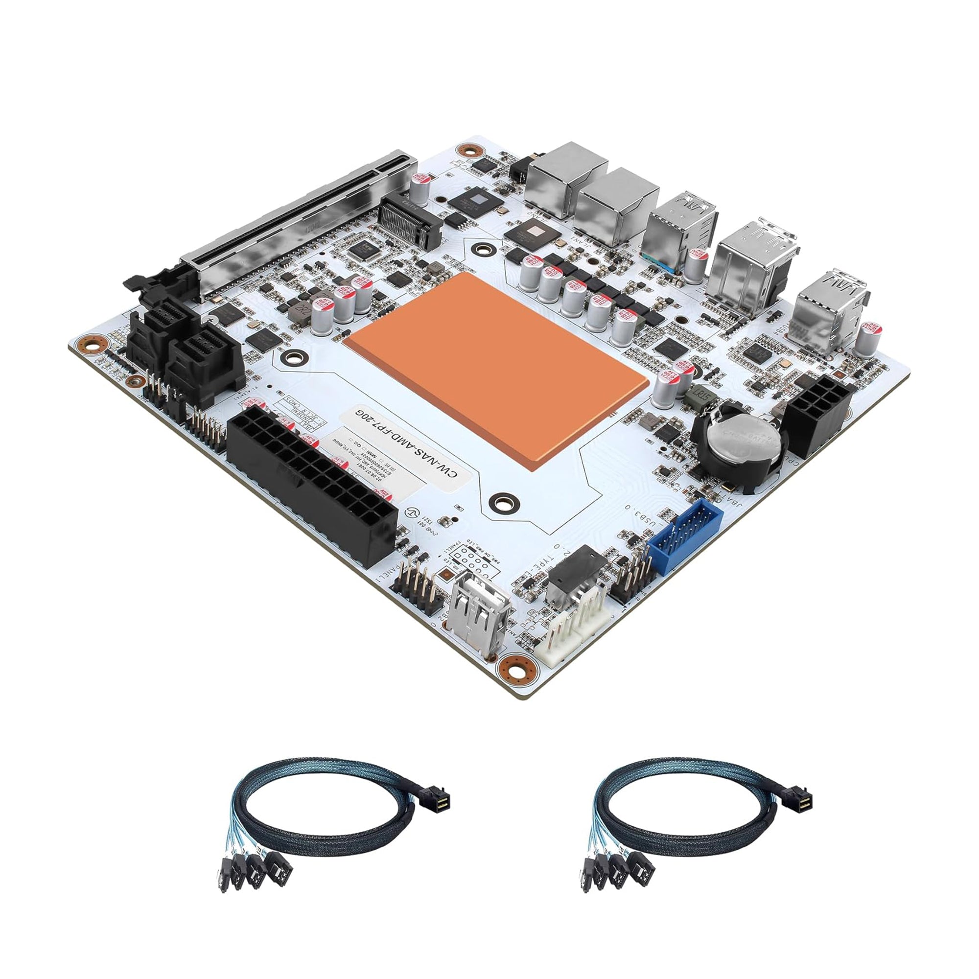 CWWK N7 NAS Motherboard 8 Bay with 2 x 10GbE RJ45 LAN, Ryzen 7 8845HS CPU Mini ITX White PC Mainboard, 2 x NVMe PCIe4.0 x4, USB4 40Gbps, DDR5 32GB RAM 1TB SSD, PCIe x16 Slot