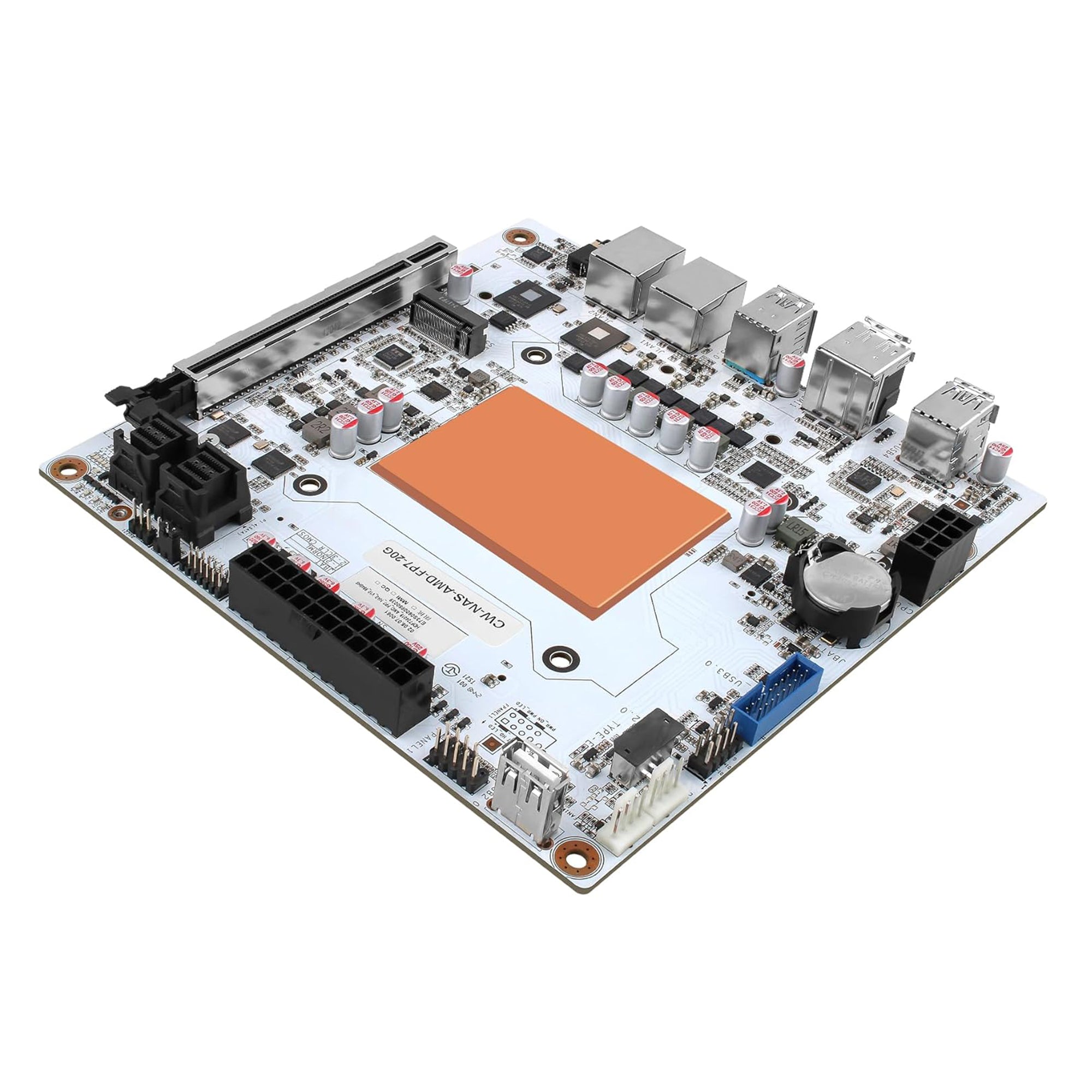 CWWK N7 NAS Motherboard 8 Bay with 2 x 10GbE RJ45 LAN, Ryzen 7 8845HS CPU Mini ITX White PC Mainboard, 2 x NVMe PCIe4.0 x4, USB4 40Gbps, DDR5 32GB RAM 1TB SSD, PCIe x16 Slot