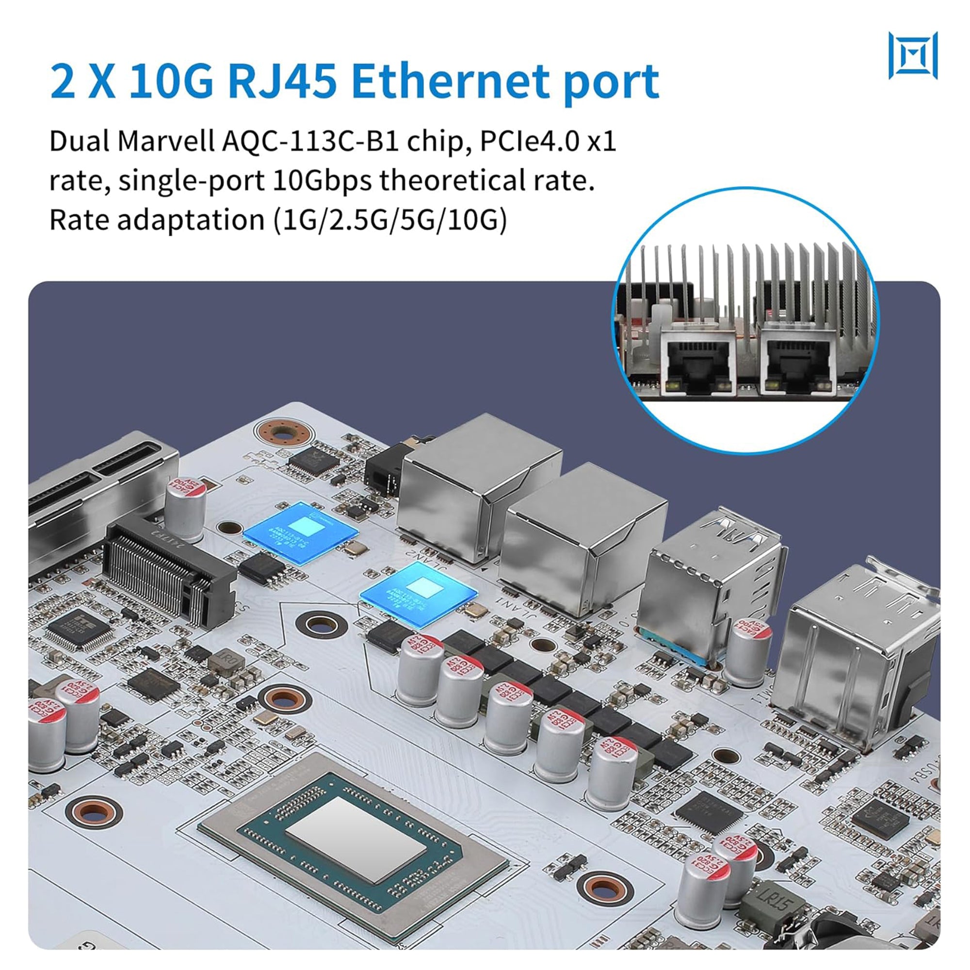 CWWK N7 NAS Motherboard 8 Bay with 2 x 10GbE RJ45 LAN, Ryzen 7 8845HS CPU Mini ITX White PC Mainboard, 2 x NVMe PCIe4.0 x4, USB4 40Gbps, DDR5 32GB RAM 1TB SSD, PCIe x16 Slot