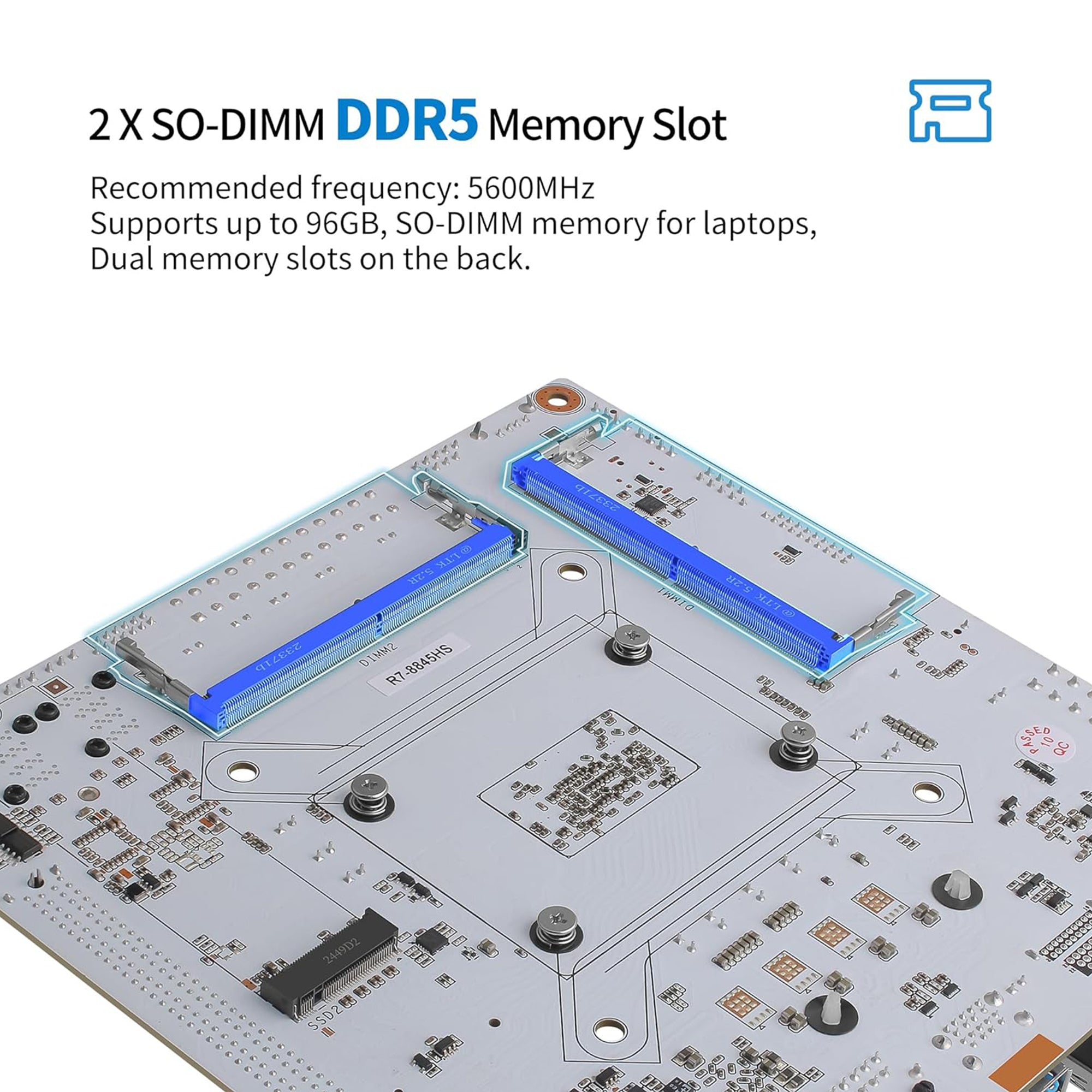 CWWK N7 NAS Motherboard 8 Bay with 2 x 10GbE RJ45 LAN, Ryzen 7 8845HS CPU Mini ITX White PC Mainboard, 2 x NVMe PCIe4.0 x4, USB4 40Gbps, DDR5 32GB RAM 1TB SSD, PCIe x16 Slot