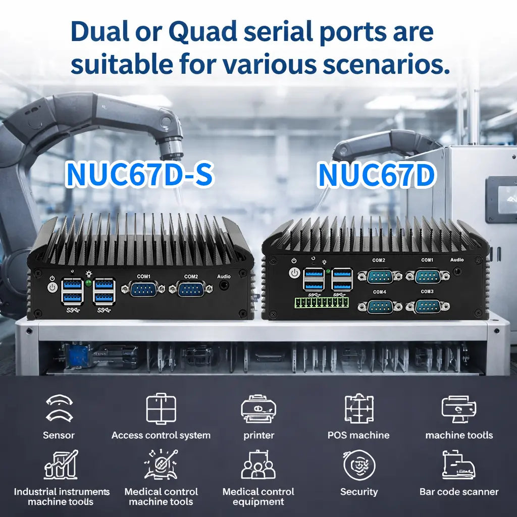 CWWK NUC67D/NUC67D-S Compact NUC Mini PC, Dual LAN, 2 COM / 4 COM