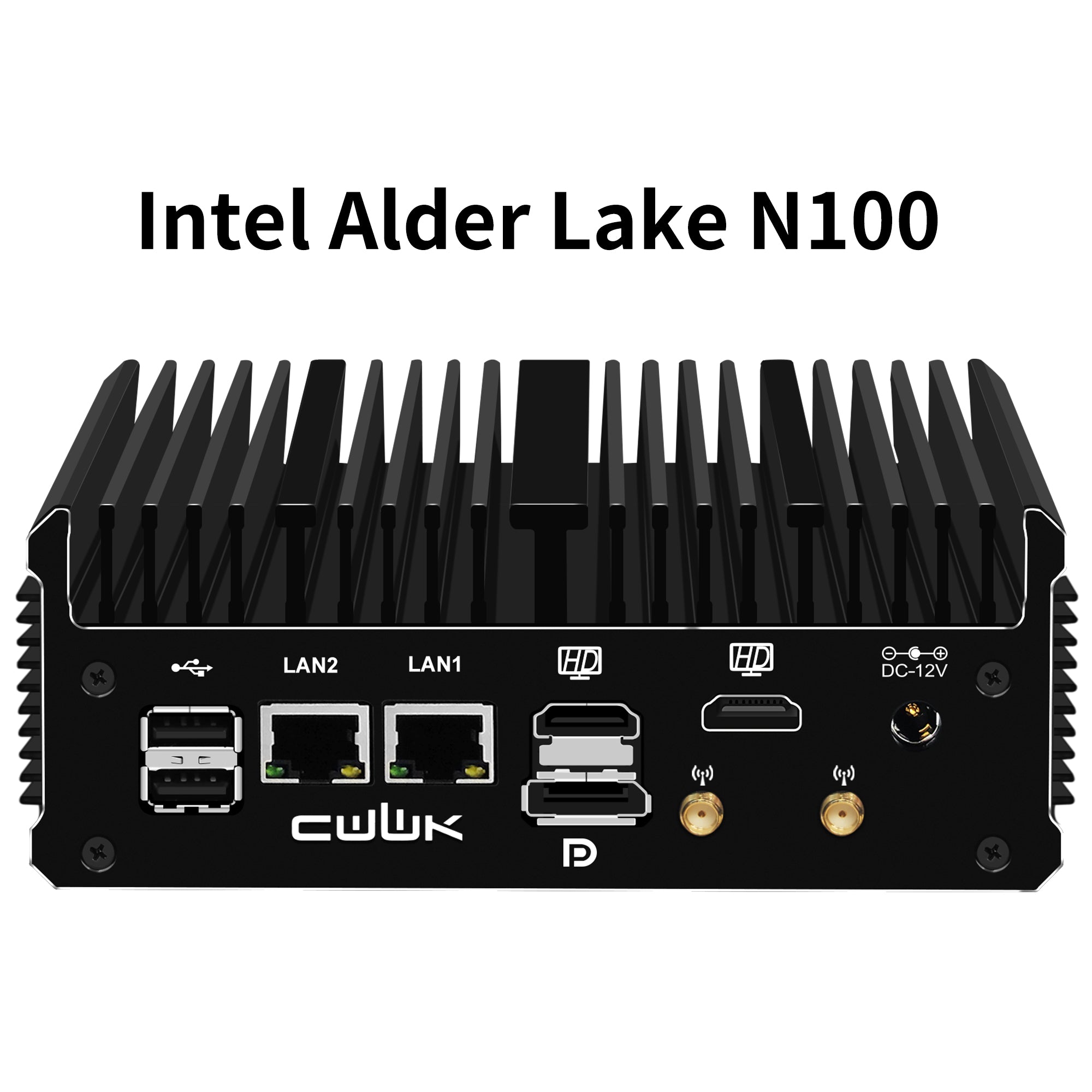 CWWK C1 Industrial PC, Fanless Mini PC, N100 2 × 2.5GbE i226V LAN Port, 2 × COM RS232, Support WIFI/BT, Fanless Desktop Computer, DDR4 8GB RAM 128GB NVMe SSD, Windows 11 Pro