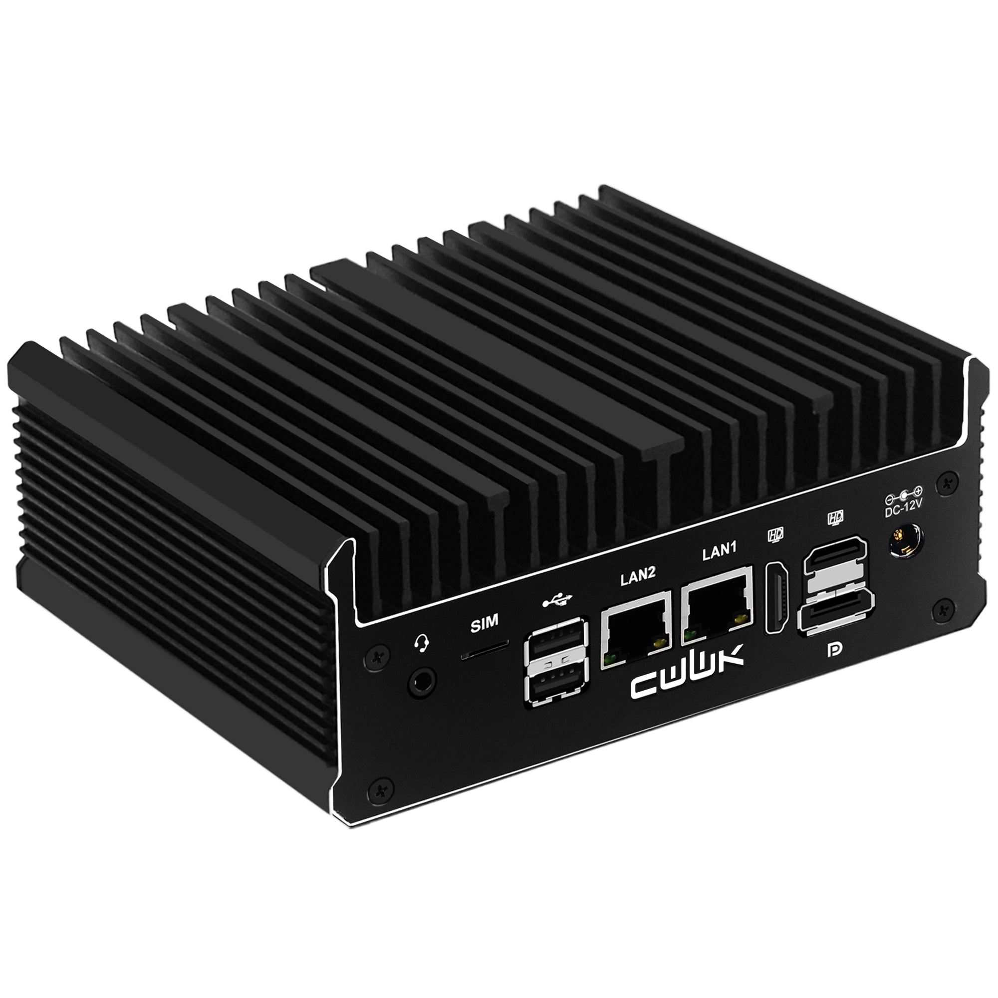 CWWK C6 Industrial Mini PC Fanless,Celeron J6412 Dual 2.5GbE i226V LAN, 2 × COM RS232, WIFI/BT/SIM, Mini Desktop Computer, DDR4 8GB RAM 256GB NVMe SSD, Windows 11 Pro