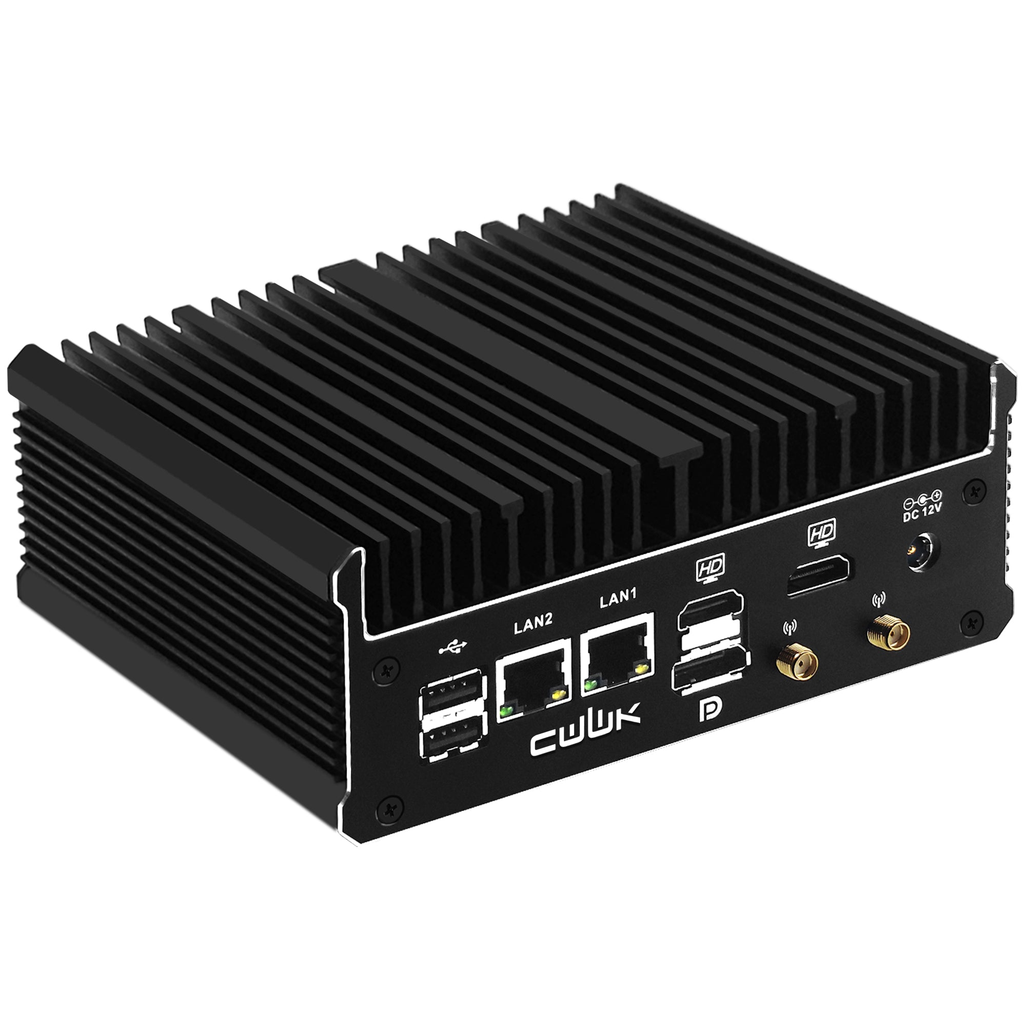 CWWK C1 Industrial PC, Fanless Mini PC, N100 2 × 2.5GbE i226V LAN Port, 2 × COM RS232, Support WIFI/BT, Fanless Desktop Computer, DDR4 8GB RAM 128GB NVMe SSD, Windows 11 Pro