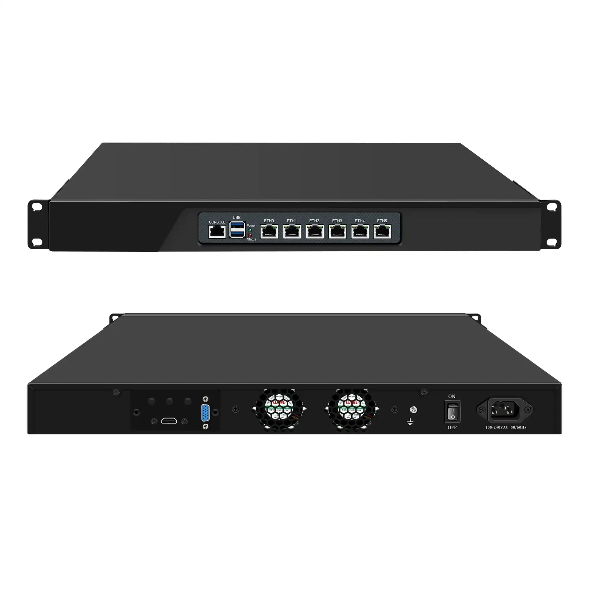 Front and back views of the Rack mount Server