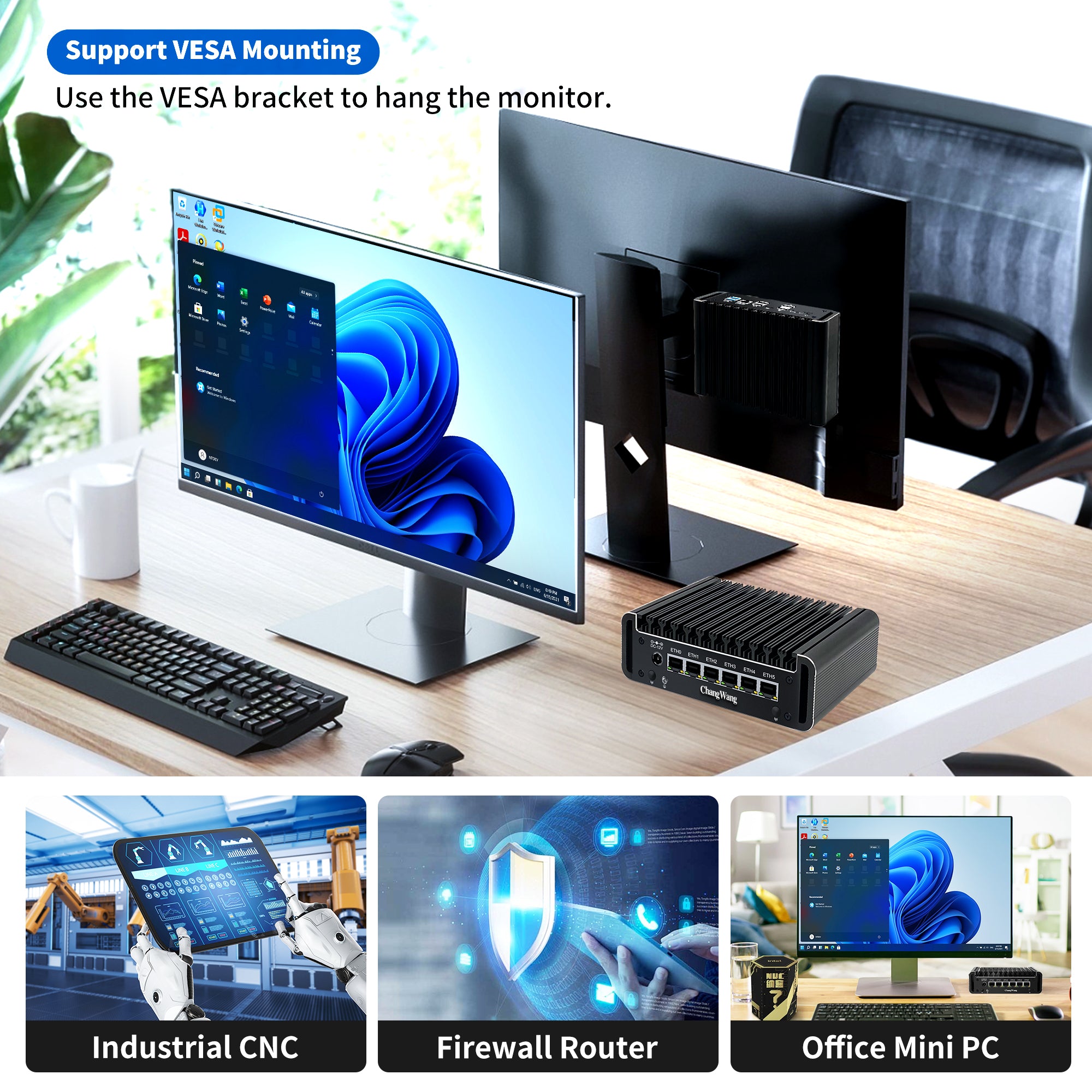 CWWK Micro Computer Hardware Namely Firewalls Celeron J6413, Fanless Mini PC Support OPNsense, Office Network Appliance Dual 4K HD, DP, SIM Slot, Barebone (No RAM/SSD/OS)