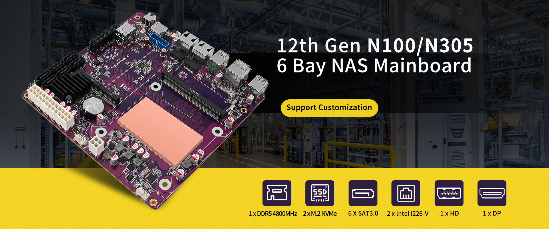CWWK S13 N100 NAS Mainboard 6 Bay, 2 x i226-V 2.5GbE LAN Mini ITX Moth