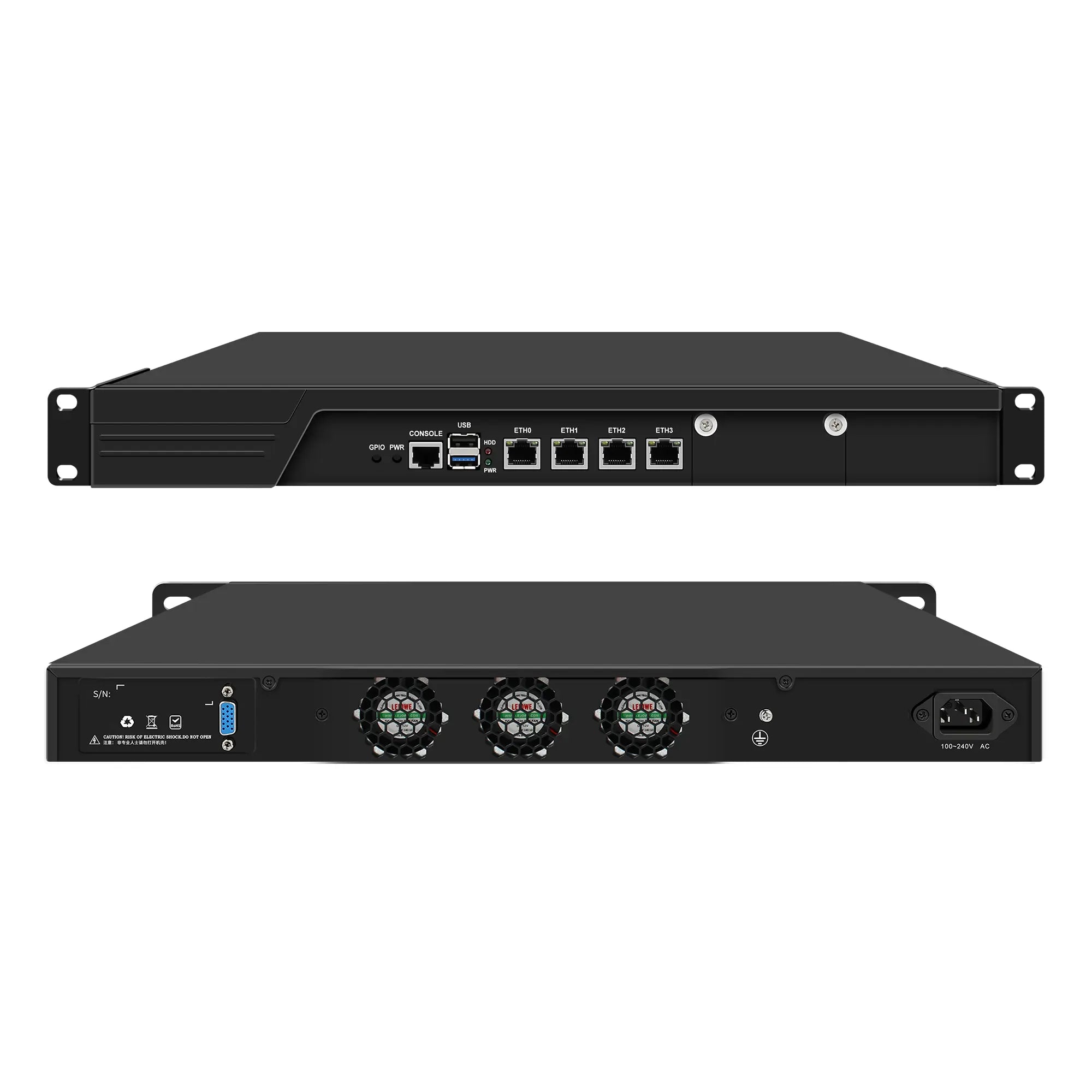CWWK U2 Firewall Hardware, 19 Inch 1U Rackmount, Intel N100 N200 N150 N300 Core i3 N305,4×2.5GbE or 2×10GbE SFP+ for OPNsense & pfSense,  Network Security Appliance, Router PC, VGA, DDR5