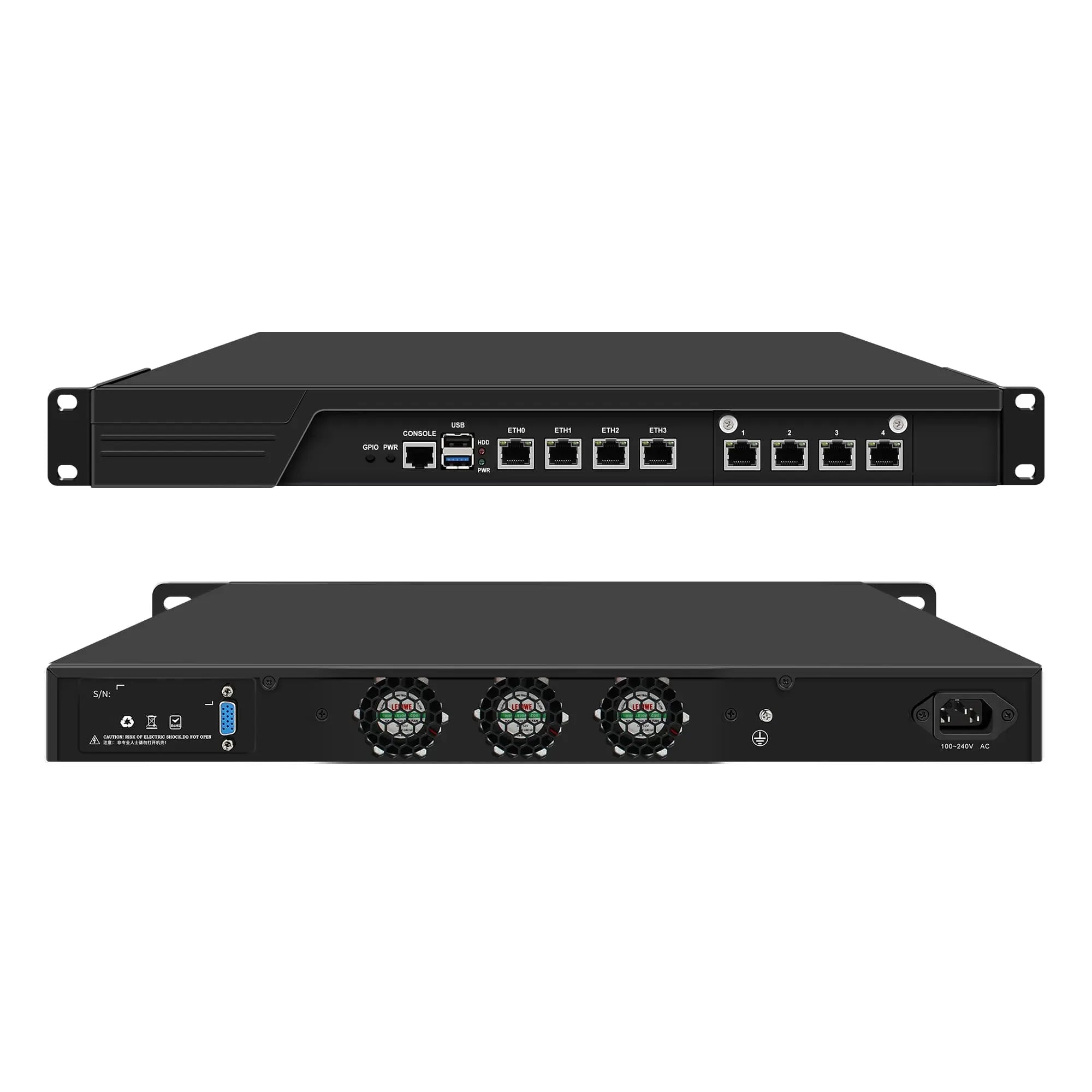 CWWK U2 Firewall Hardware, 19 Inch 1U Rackmount, Intel N100 N200 N150 N300 Core i3 N305,4×2.5GbE or 2×10GbE SFP+ for OPNsense & pfSense,  Network Security Appliance, Router PC, VGA, DDR5