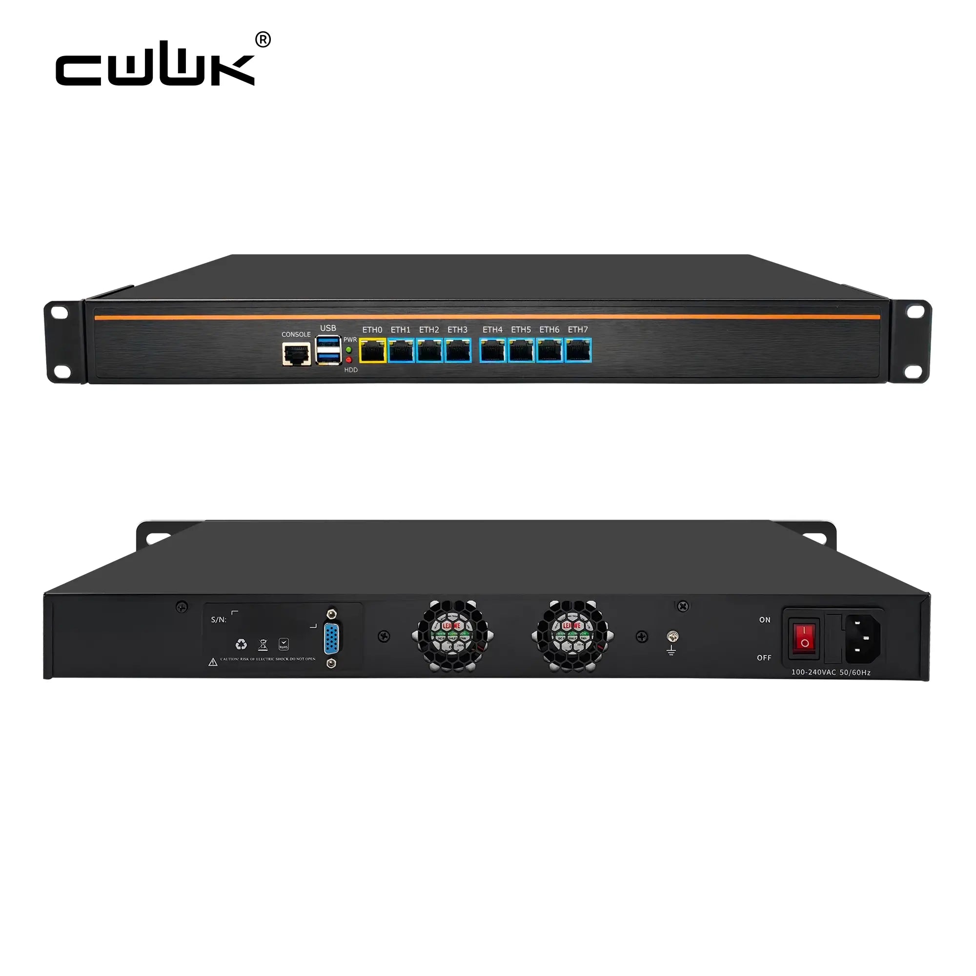 The CW-U87 rack server features eight 2.5GbE network ports. 