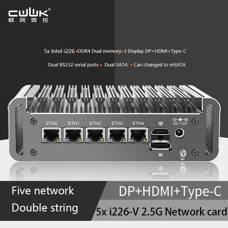ROUAFWIT Mini PC Core i3 N305 Nas 2 Bay Soft Router 3-in-1, DDR5 8G RAM 256G NVME SSD Office Desktop Micro Computer Network Storage, 2 x i226V 2.5GbE, Dual Fan, SPK/MIC ROUAFWIT Mini PC Core i3 N305 Nas 2 Bay Soft Router 3-in-1, DDR5 8G RAM 256G NVME SSD Office Desktop Micro Computer Network Storage, 2 x i226V 2.5GbE, Dual Fan, SPK/MIC