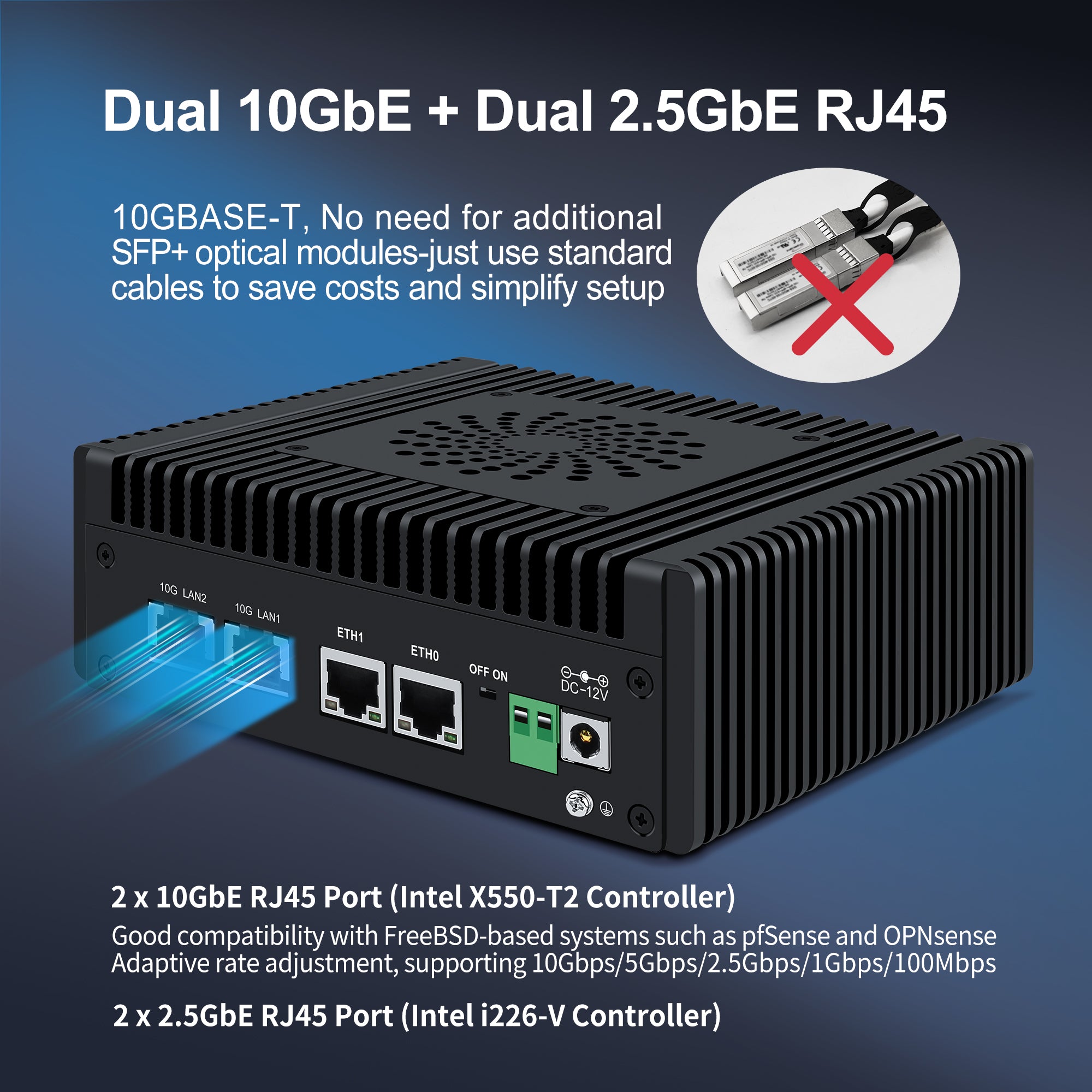 CWWK S7 N150 Mini PC Firewall with 2 Port 10GbE RJ45 + 2 Port 2.5