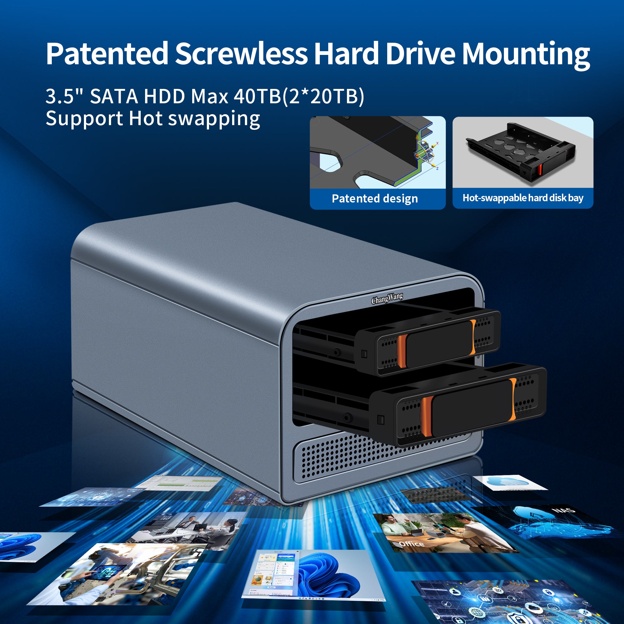 2 Bay N100/N305 Mini PC, Support Hot Swapping, Dual i226V 2.5GB LAN, Quad Core NAS Desktop Computer, 4K UHD,2USB3.2,SPK/MIC (Diskless)  NAS (network-attached storage)